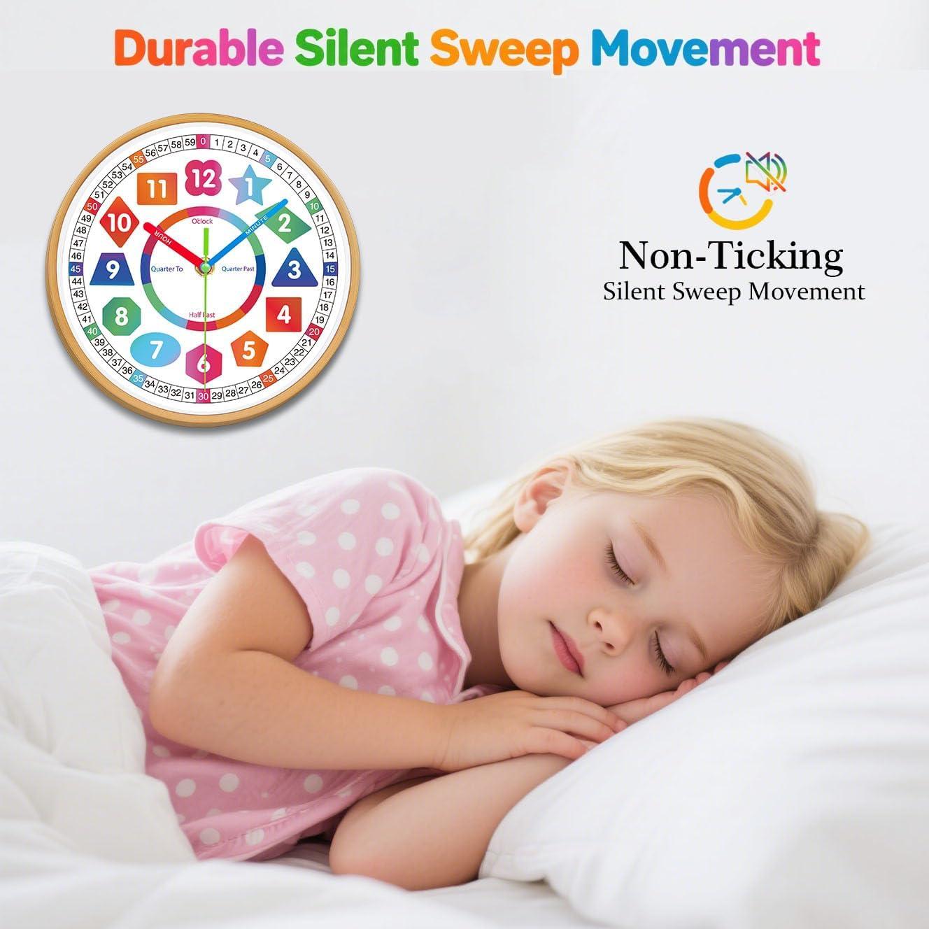 Reloj de Pared Silencioso AIRUIFU 20.32 cm Colorido para Niños