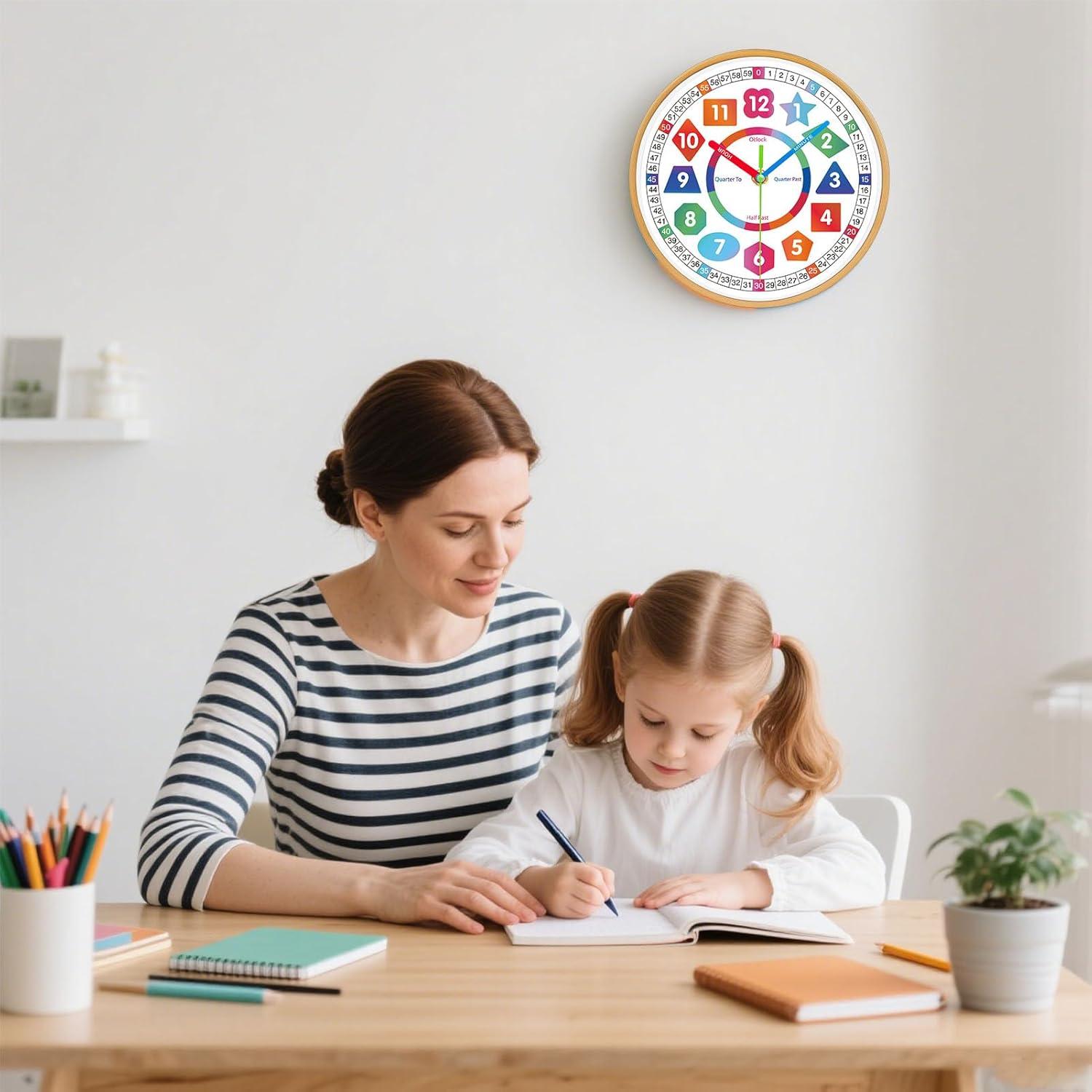 Reloj de Pared Silencioso AIRUIFU 20.32 cm Colorido para Niños