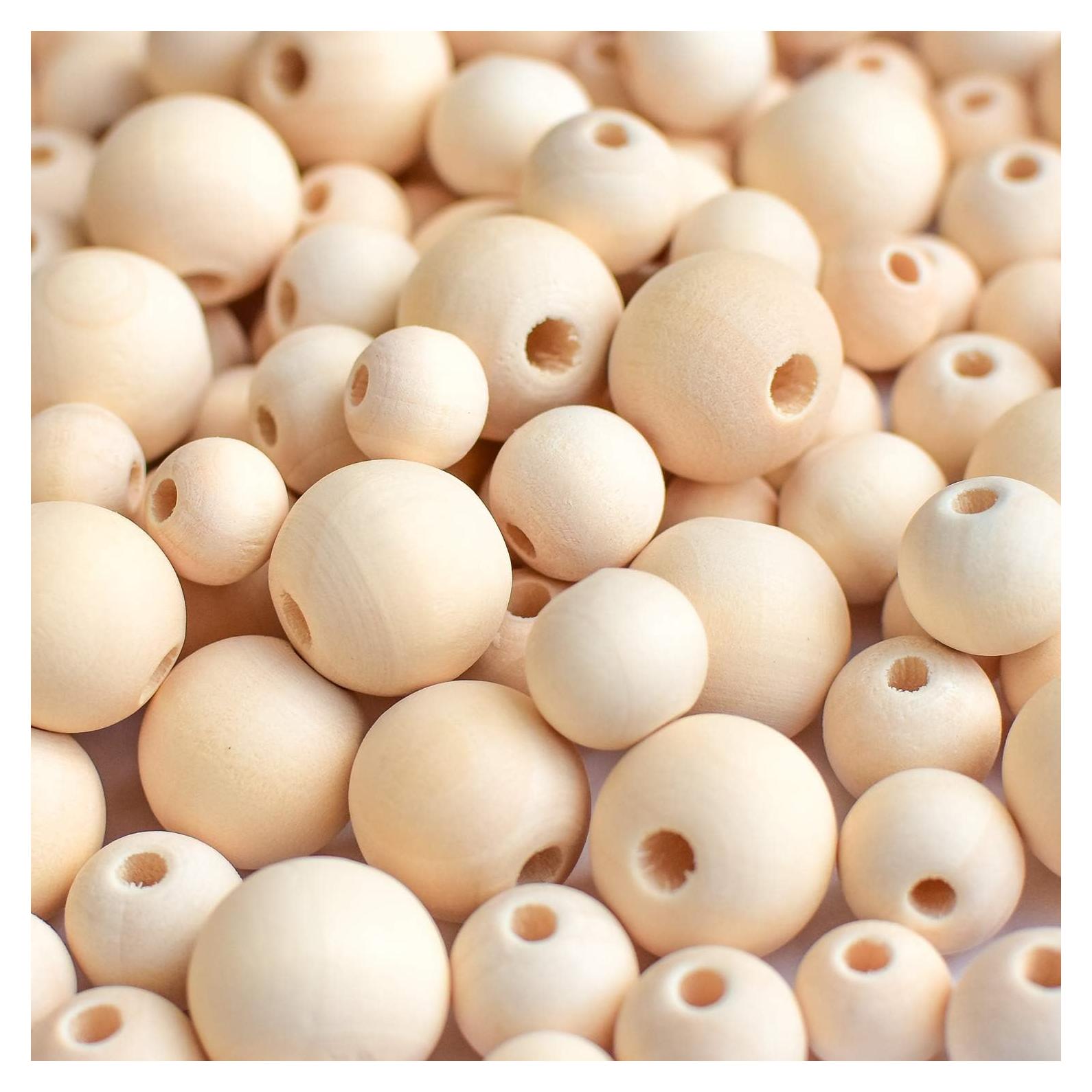 600 Perlas de Madera Natural FXCROTG 10mm 12mm 16mm DIY