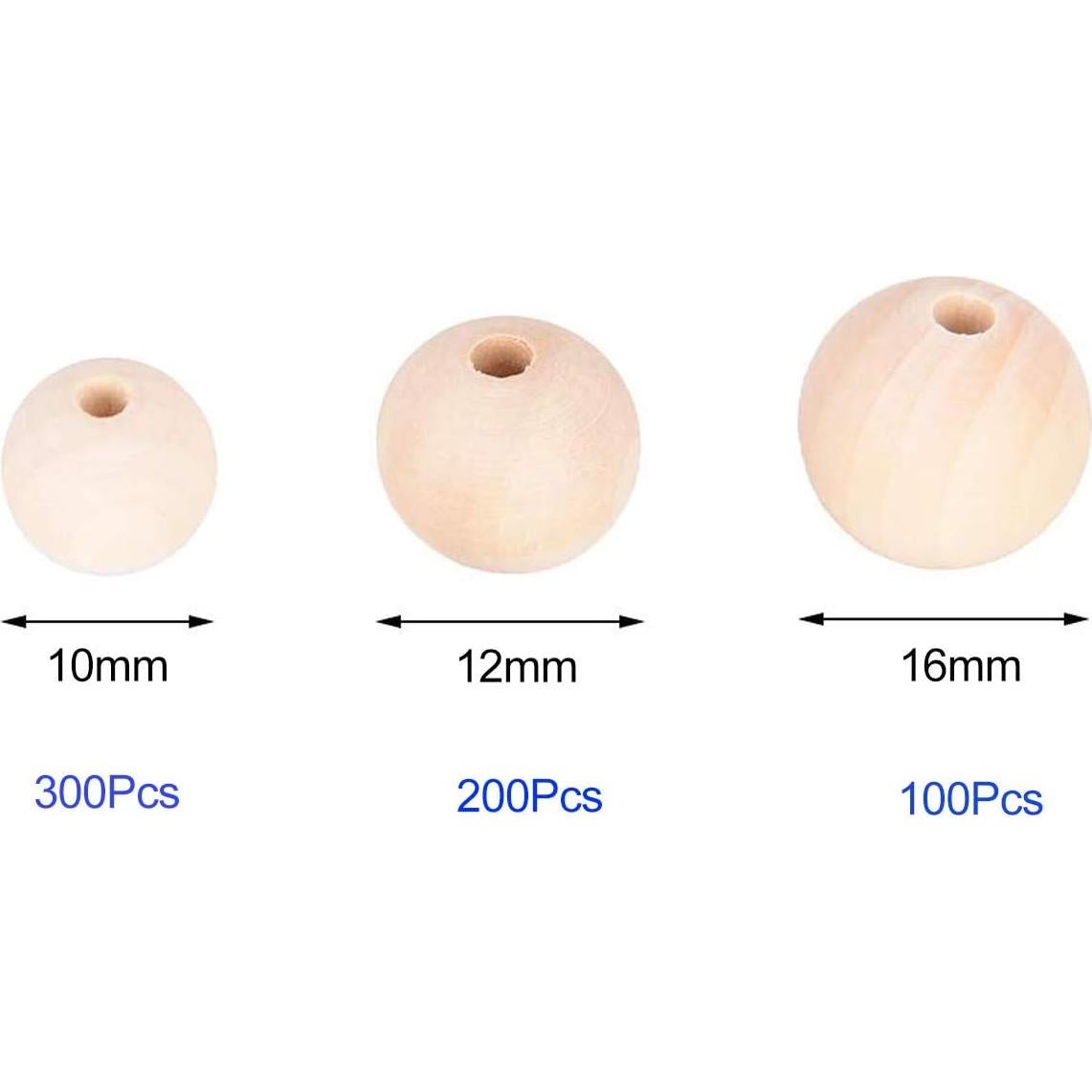 600 Perlas de Madera Natural FXCROTG 10mm 12mm 16mm DIY