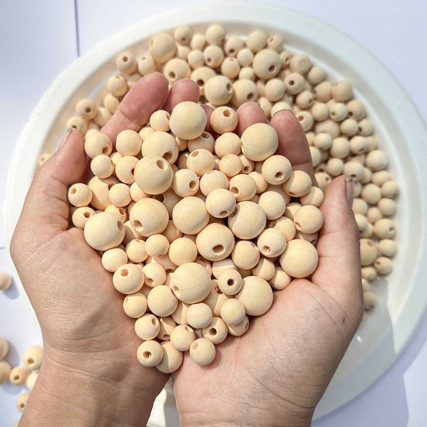 600 Perlas de Madera Natural FXCROTG 10mm 12mm 16mm DIY