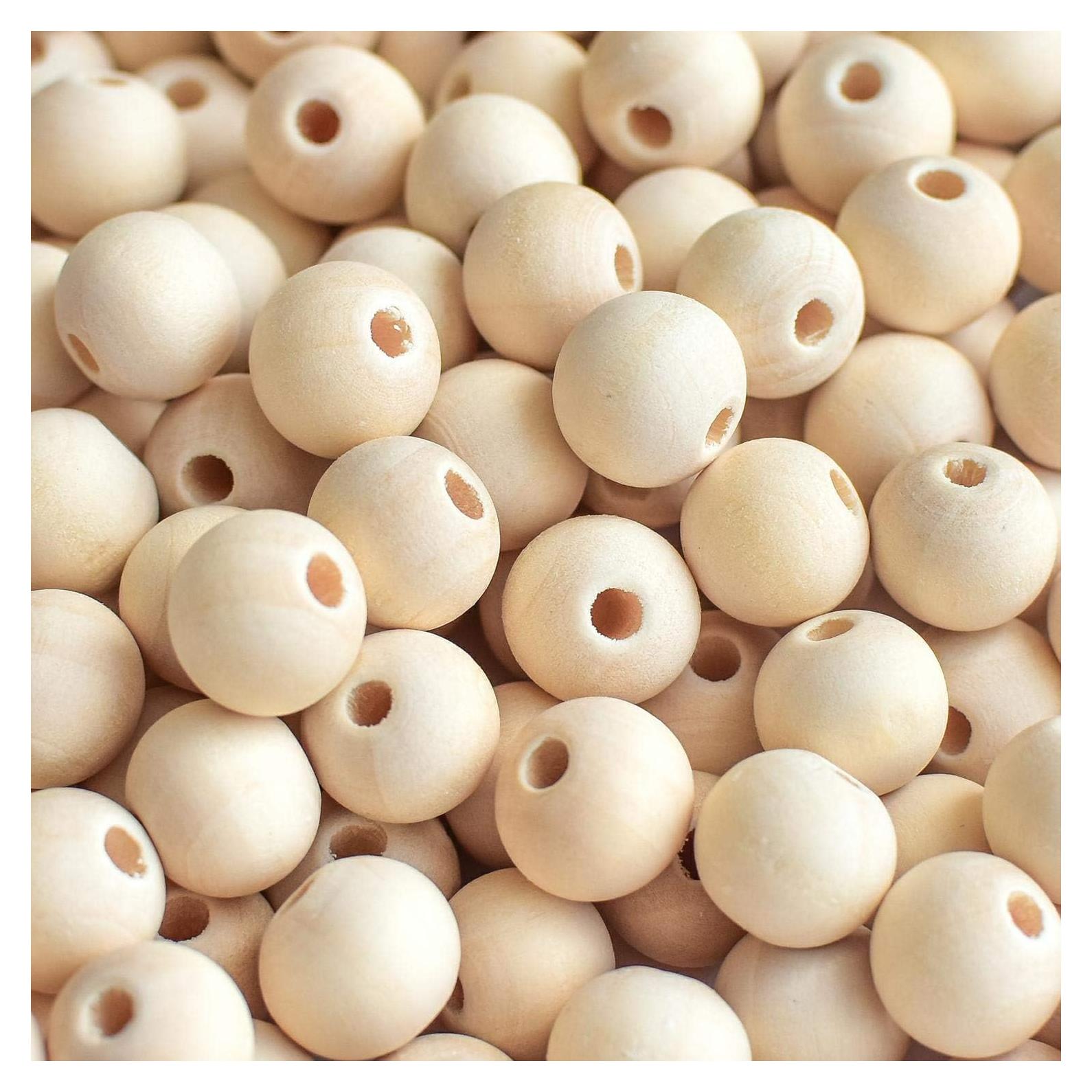 600 Perlas de Madera Redondas 12mm FXCROTG para Manualidades