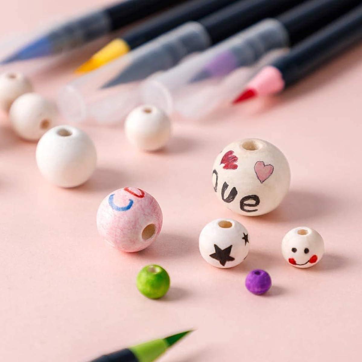 600 Perlas de Madera Redondas 12mm FXCROTG para Manualidades