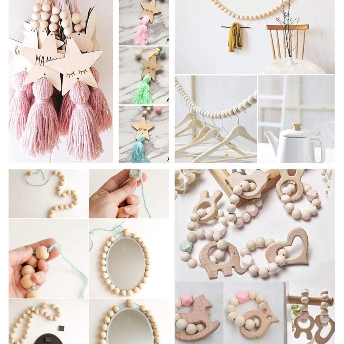 600 Perlas de Madera Redondas 12mm FXCROTG para Manualidades