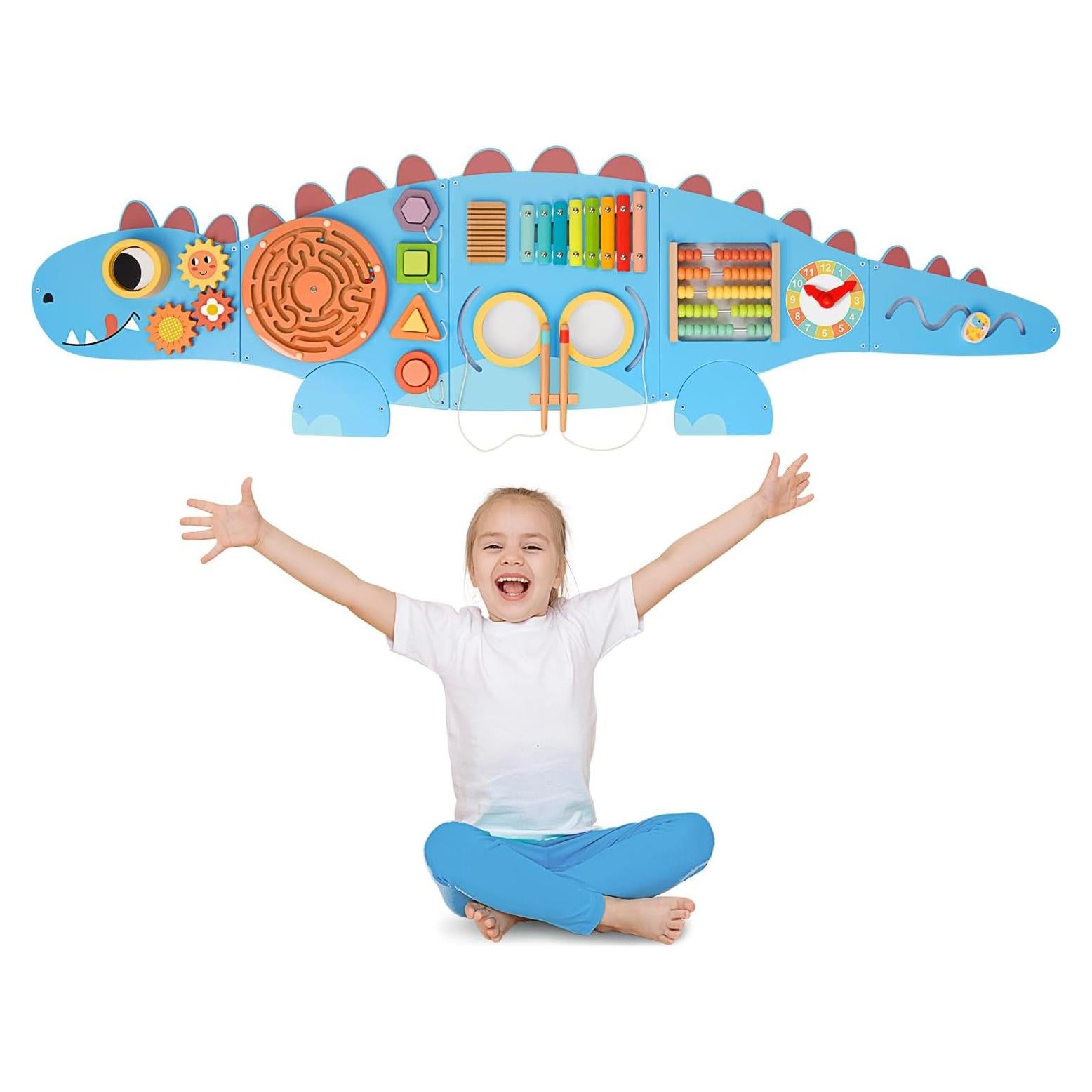 Panel Sensorial Dinosaurio OOOK 10 en 1 Montessori 157x51cm