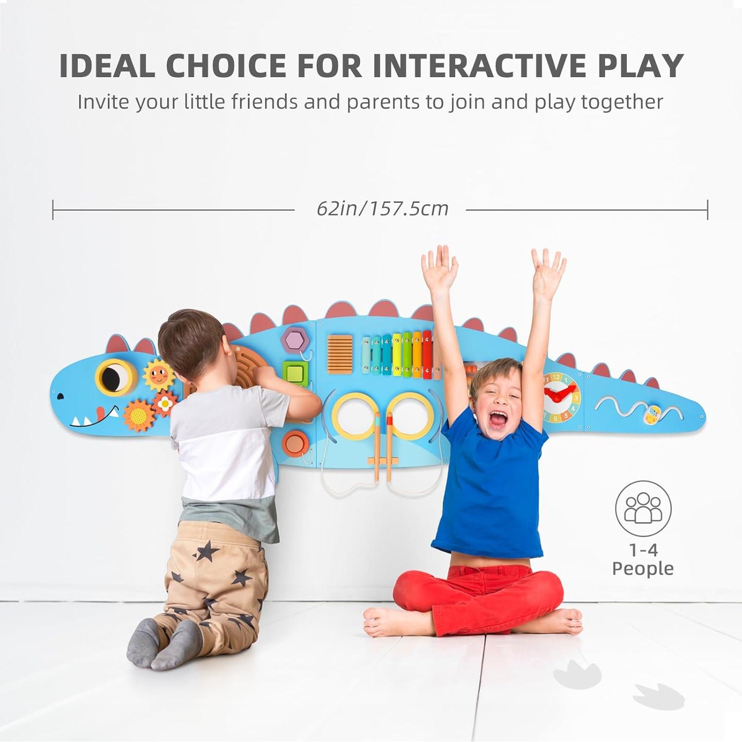 Panel Sensorial Dinosaurio OOOK 10 en 1 Montessori 157x51cm