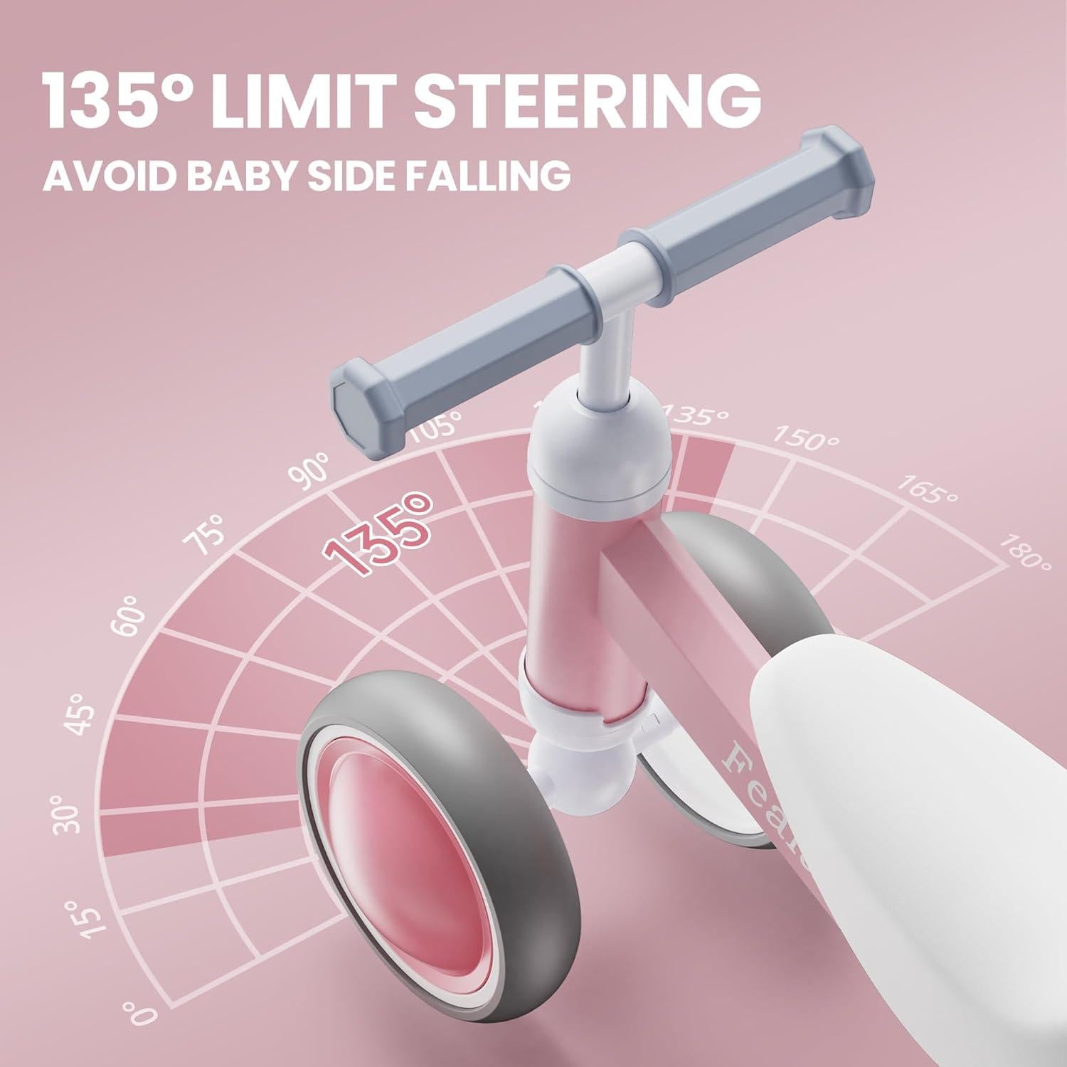 Bicicleta de Equilibrio Rosa Bebé Zhenyoumei 1-2 Años 4 Ruedas LED