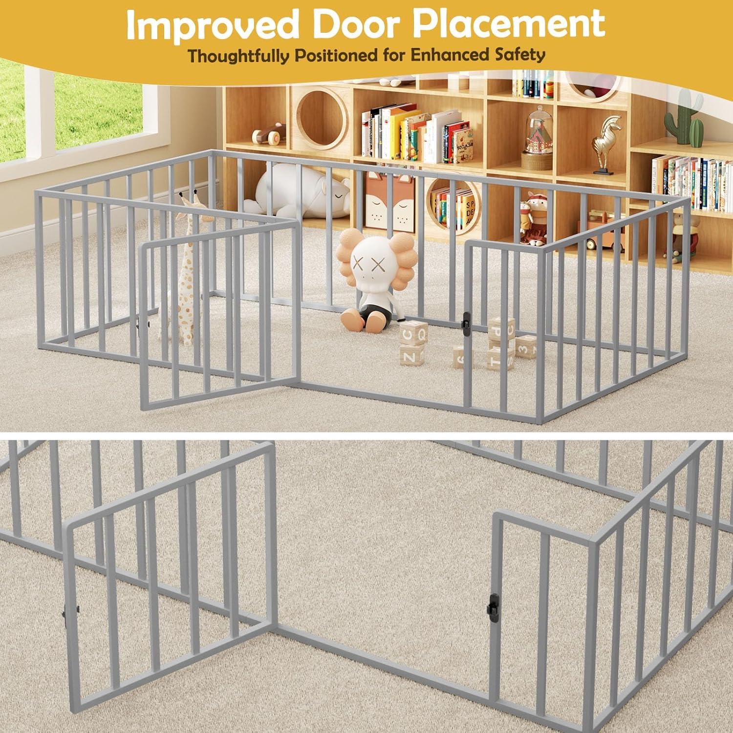 Cama de Piso Twin LOVMOR de Metal con Cerca de Seguridad