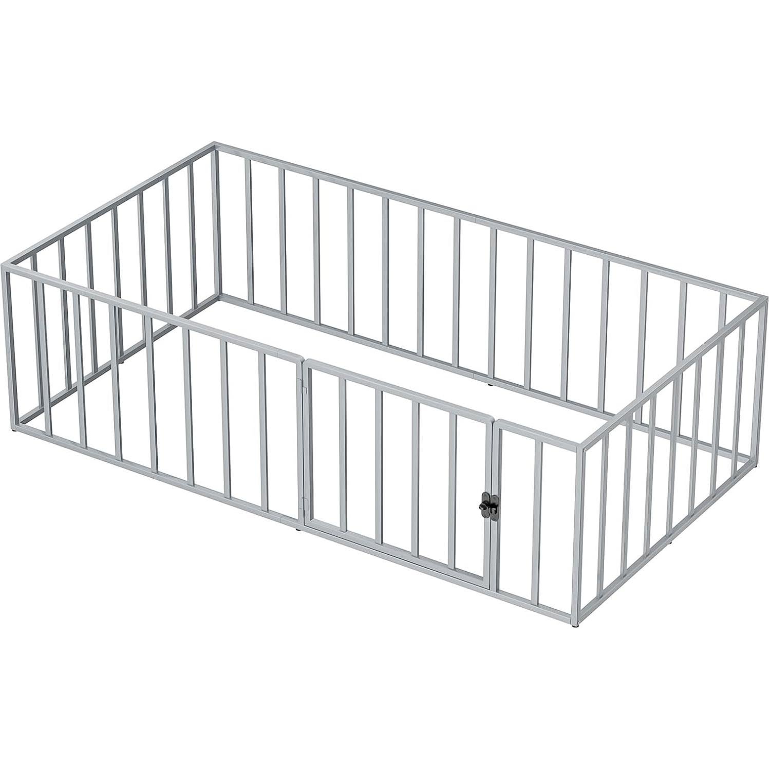 Cama de Piso Twin LOVMOR de Metal con Cerca de Seguridad