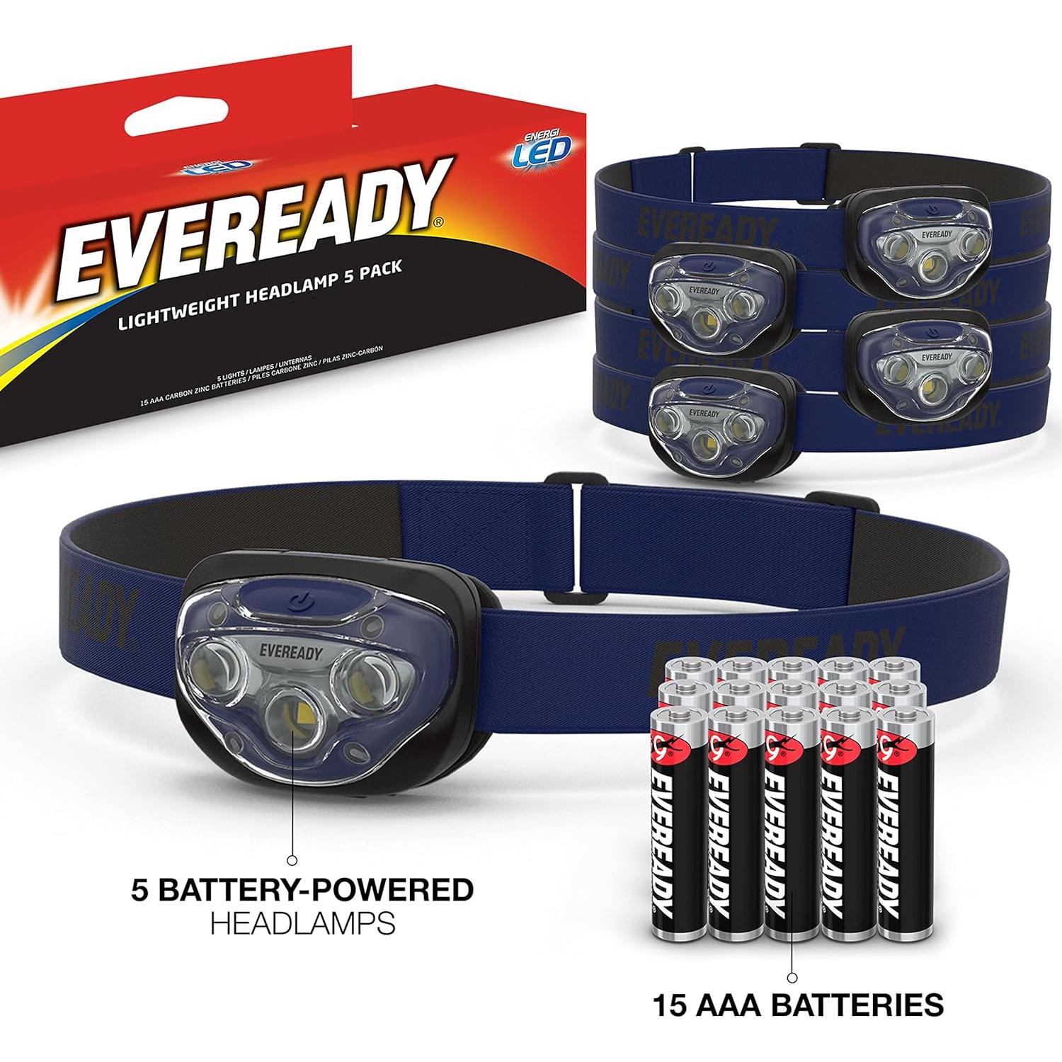 Linterna Frontal LED Eveready 5 Pack Resistente al Agua