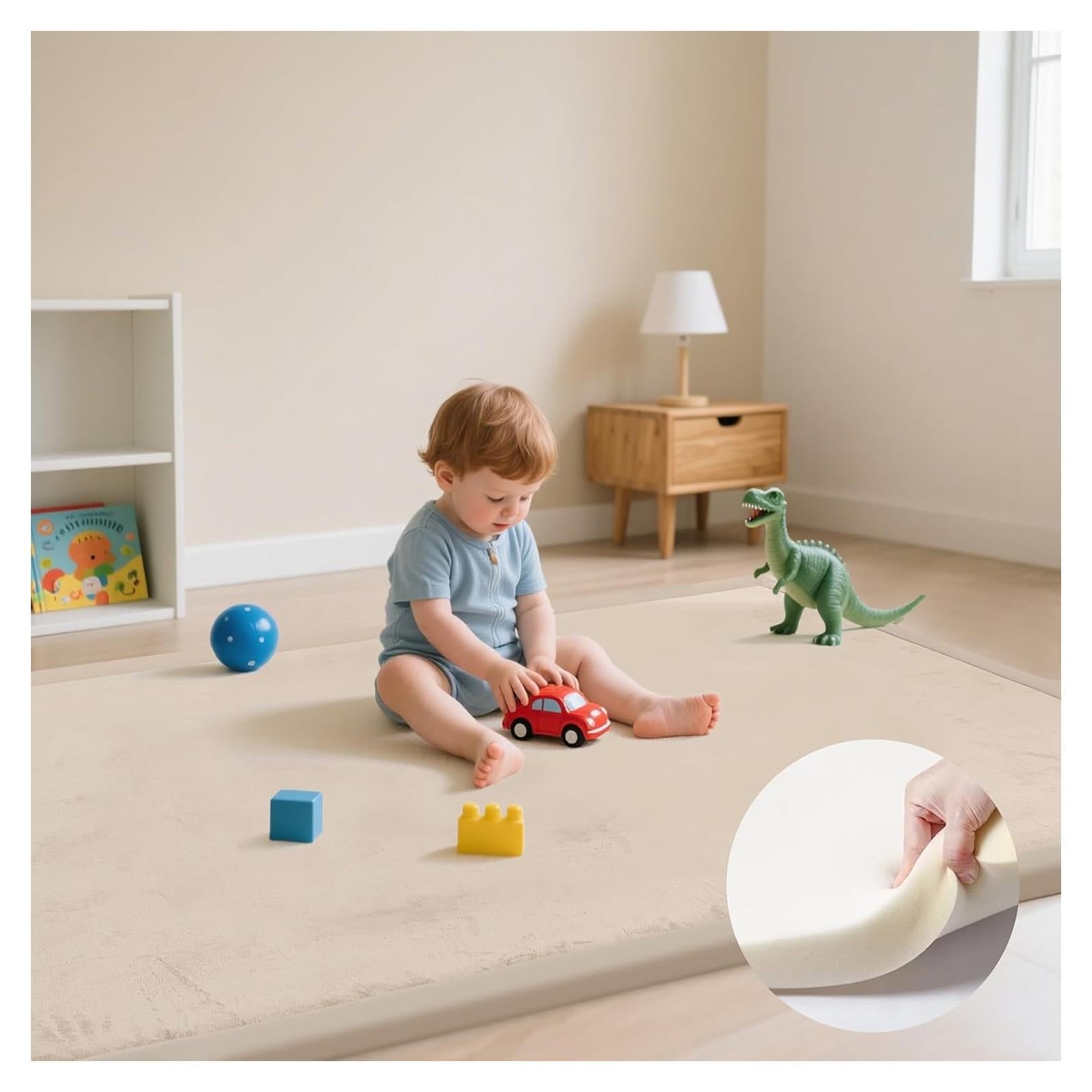 Alfombra de Juego para Bebés PapaMama Beige 99x150 cm Antideslizante