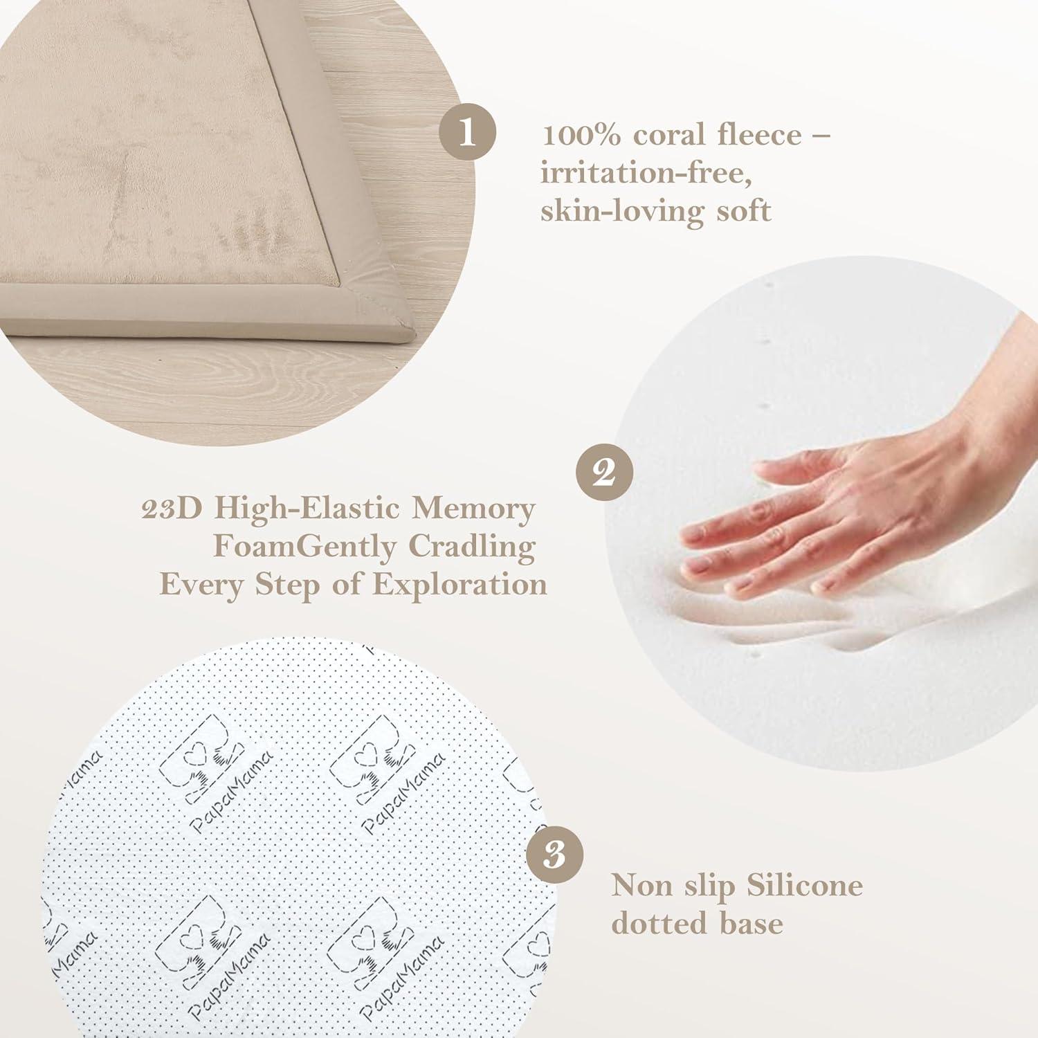 Alfombra de Juego para Bebés PapaMama Beige 99x150 cm Antideslizante