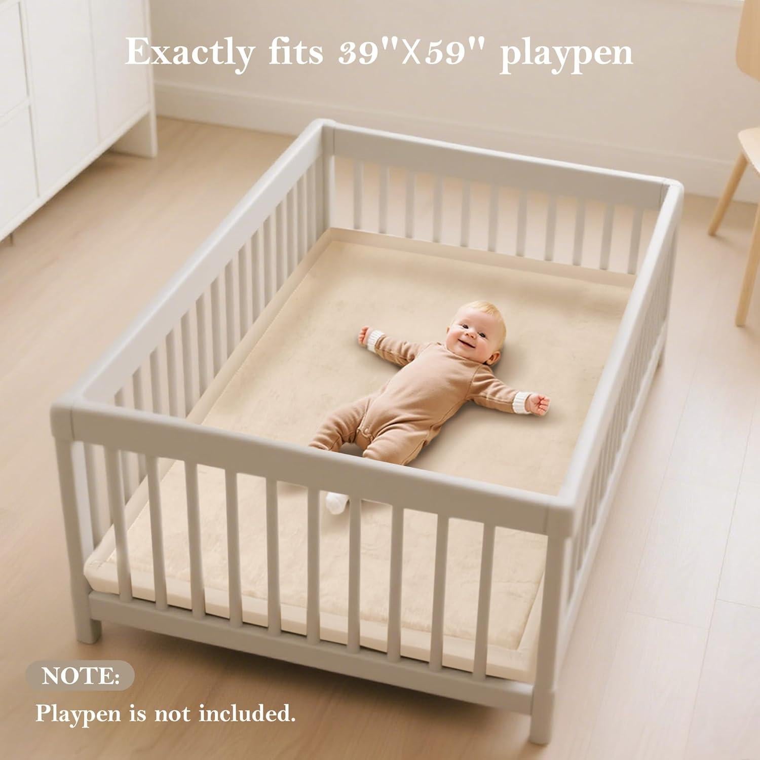 Alfombra de Juego para Bebés PapaMama Beige 99x150 cm Antideslizante