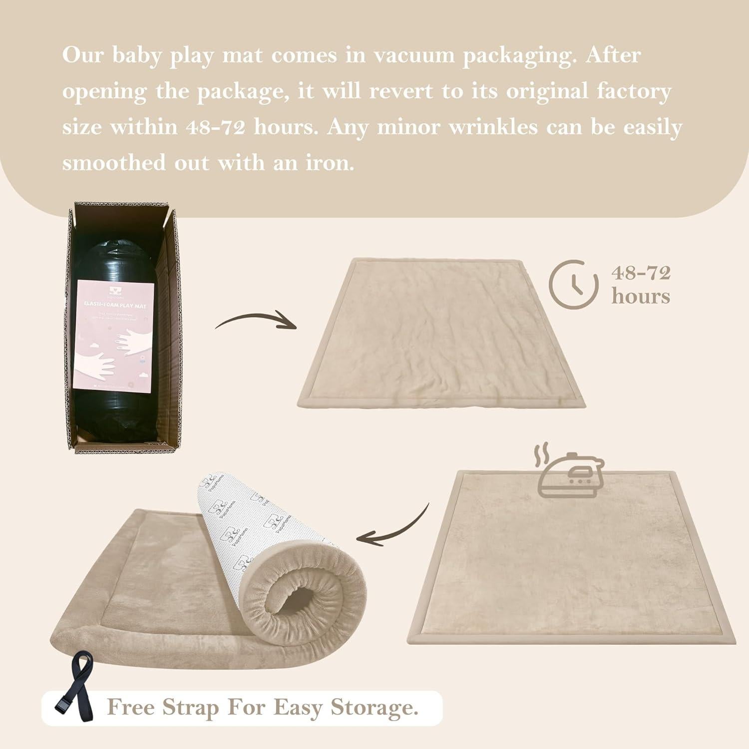 Alfombra de Juego para Bebés PapaMama Beige 99x150 cm Antideslizante