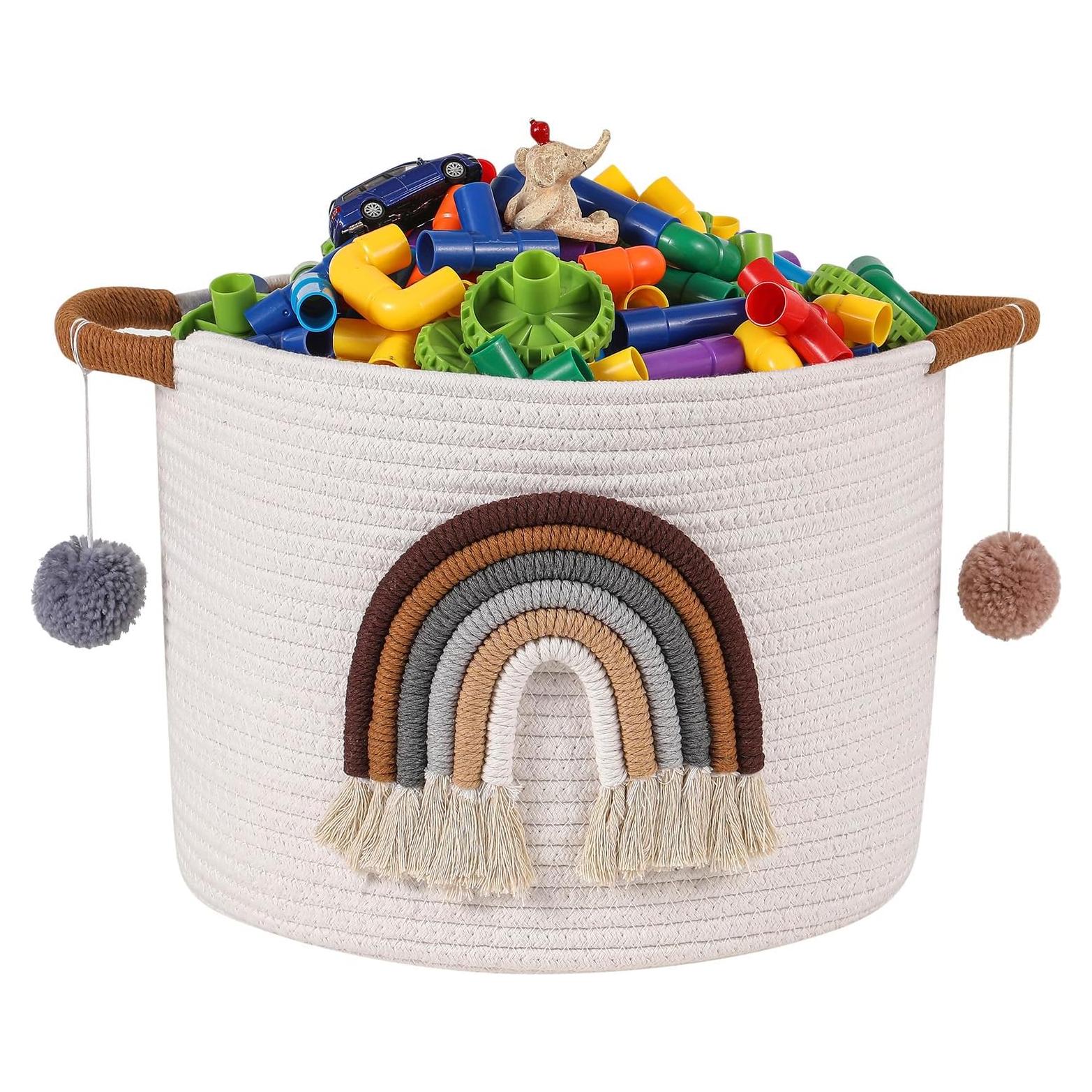 Cesta de Almacenamiento Redonda INough 33x26 cm Algodón Café