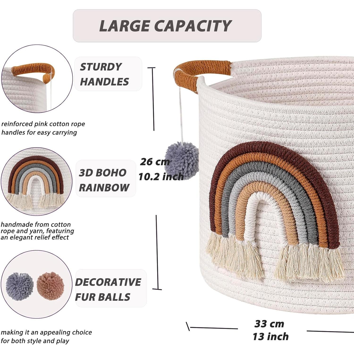 Cesta de Almacenamiento Redonda INough 33x26 cm Algodón Café