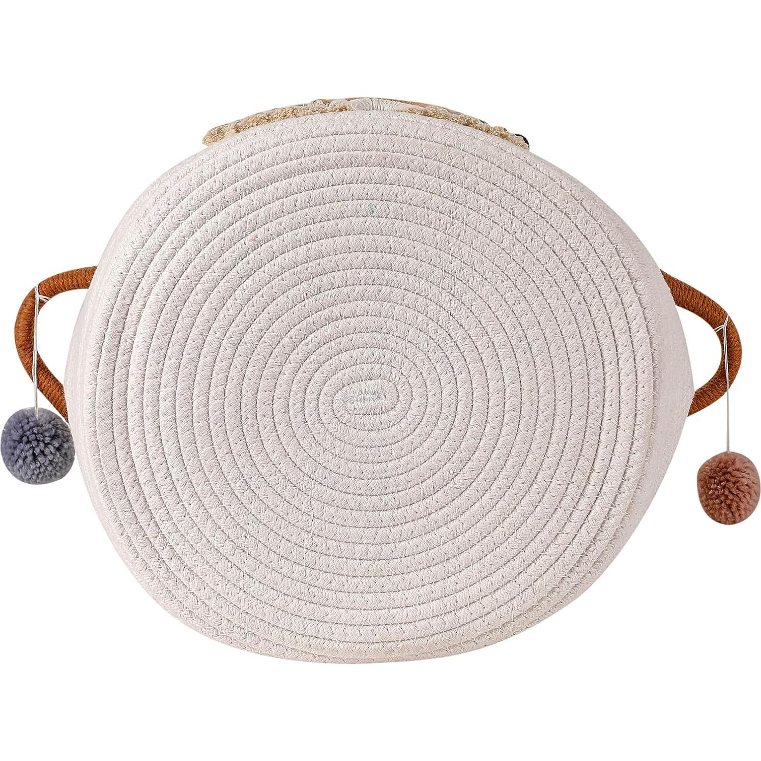 Cesta de Almacenamiento Redonda INough 33x26 cm Algodón Café