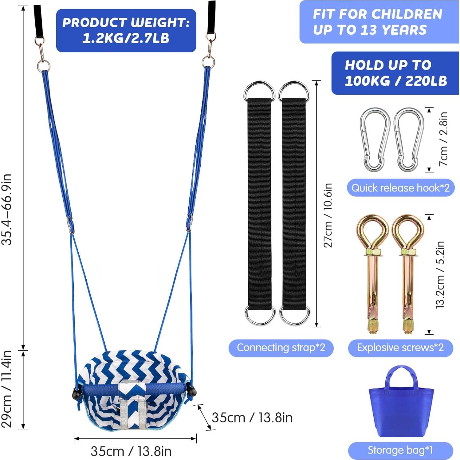 Columpio para Niños Shker Azul - Asiento Seguro y Ajustable