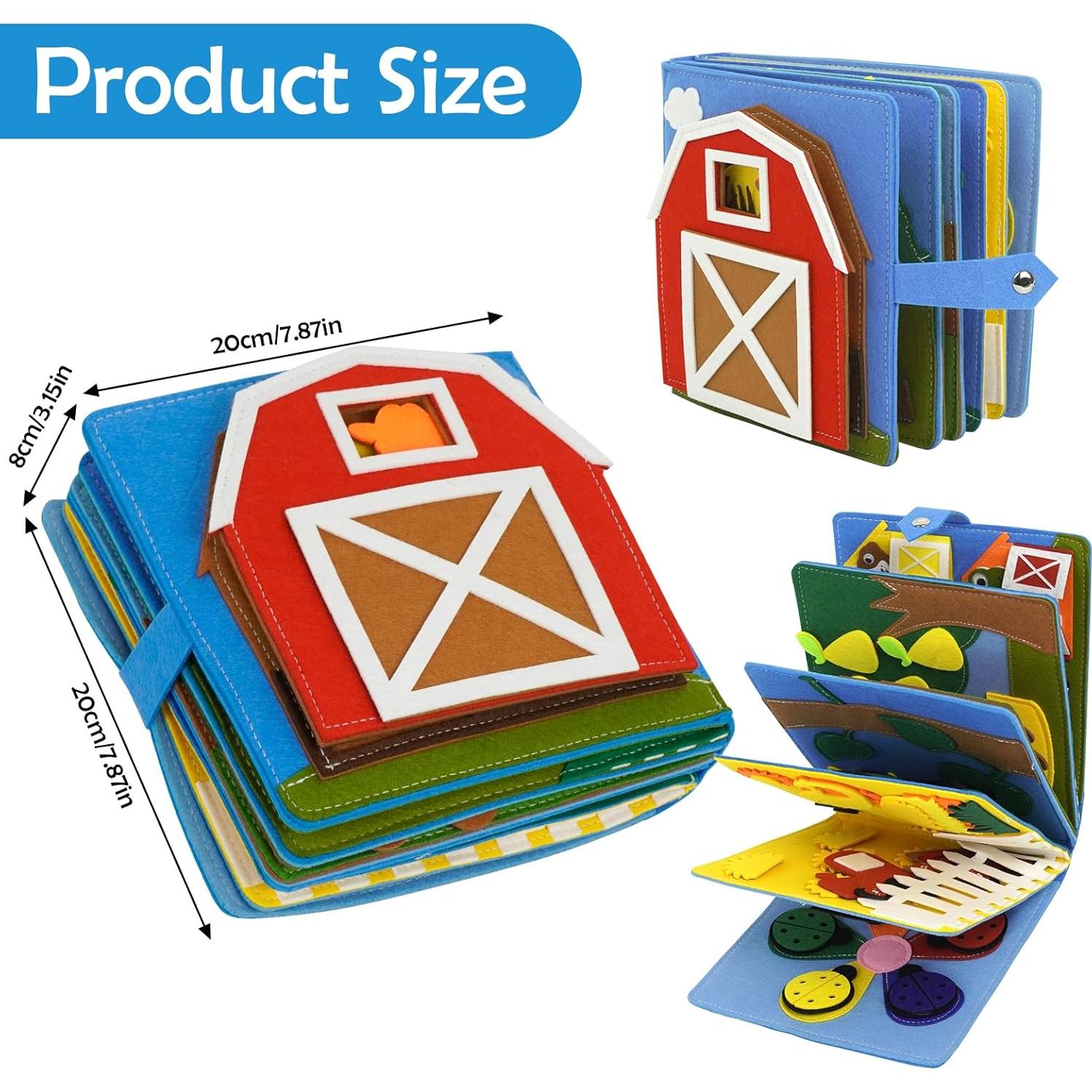 Libro Silencioso Montessori de Fieltro Azul Granja 28.5x20.3cm