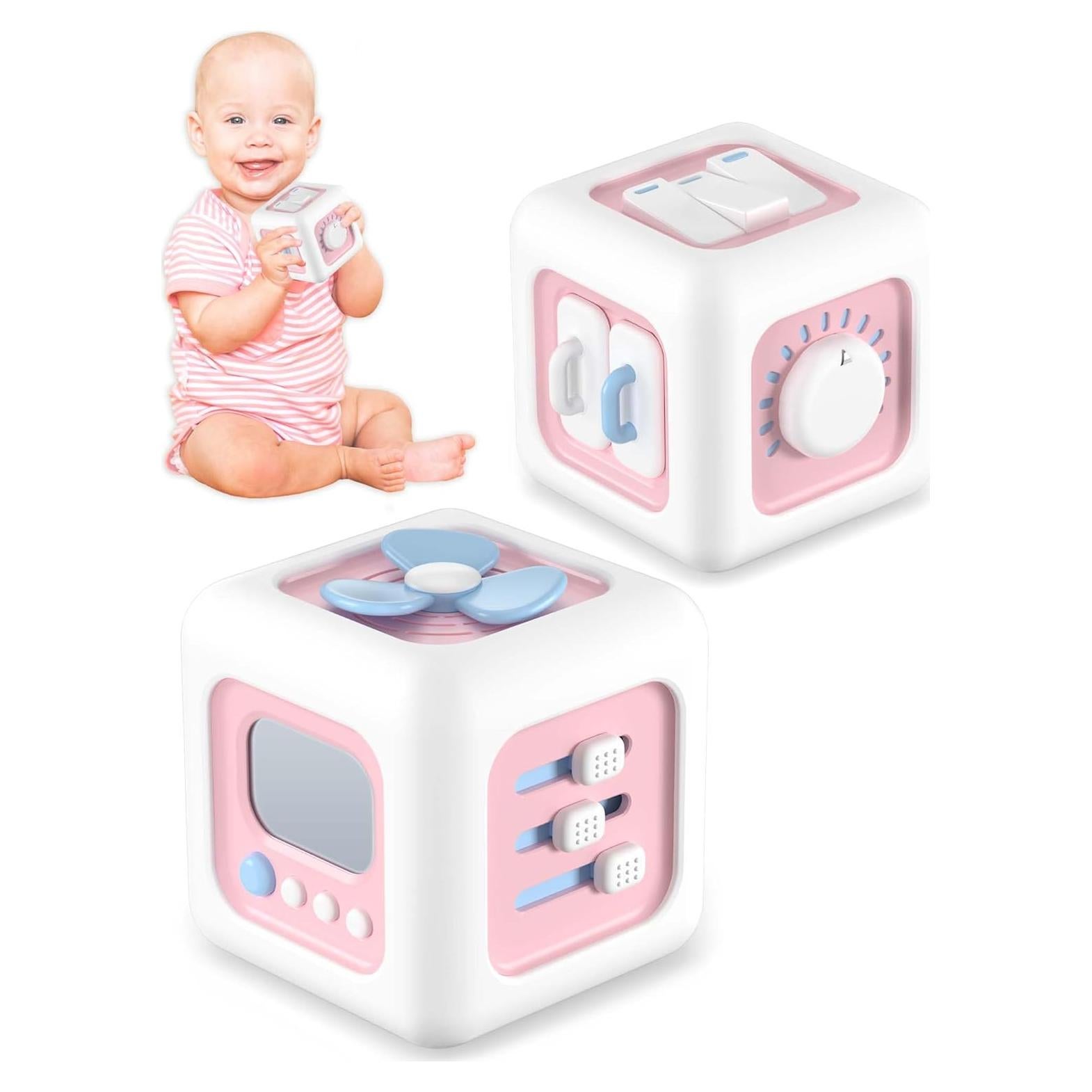 Cubos Ocupados 6 en 1 Kidific Rosa Juguete Montessori 1-3 Años