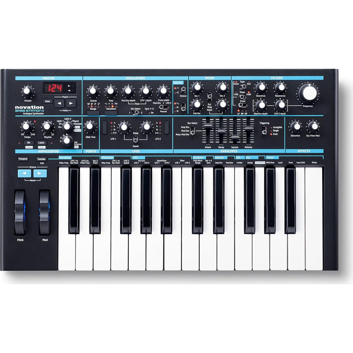 Sintetizador Monofónico Analógico Novation Bass Station II - 25 Teclas