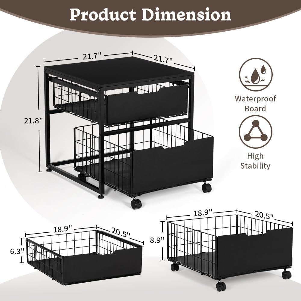 Soporte para Mini Nevera Kokorona con Cajón Negro 55.2 cm