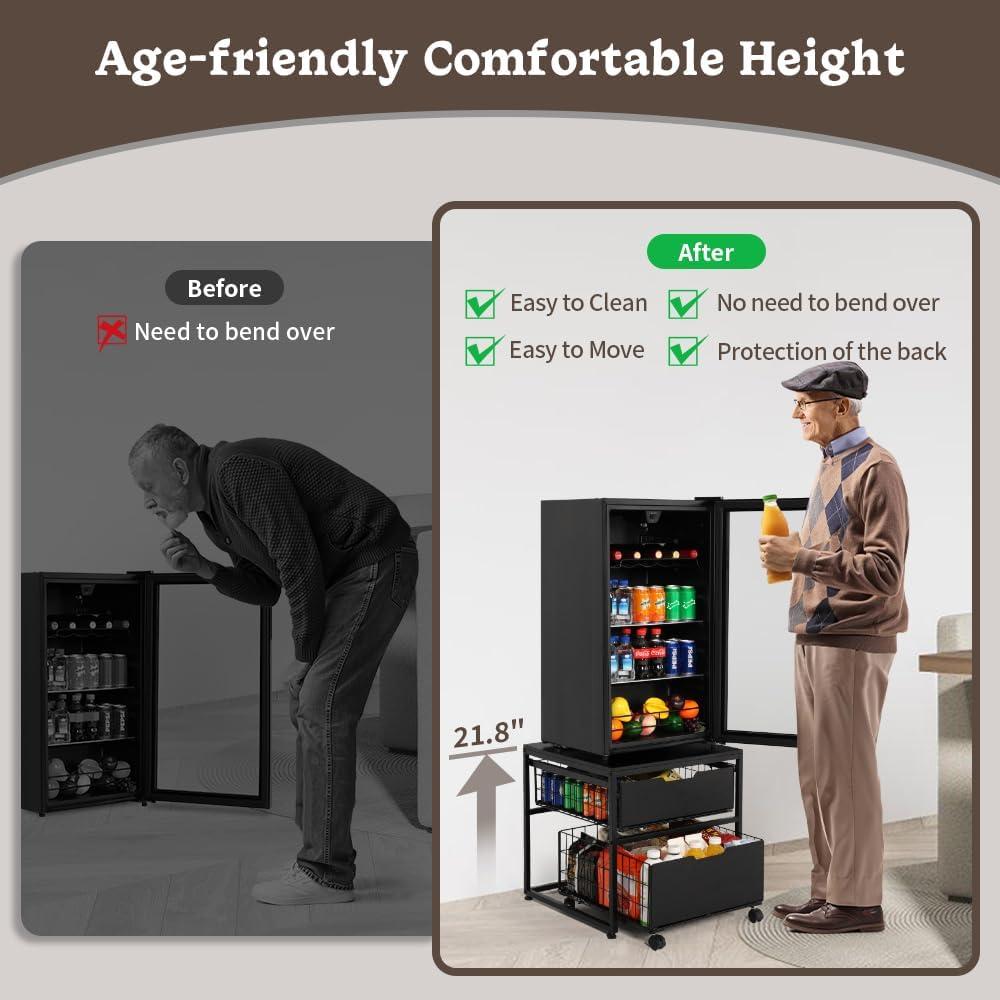 Soporte para Mini Nevera Kokorona con Cajón Negro 55.2 cm