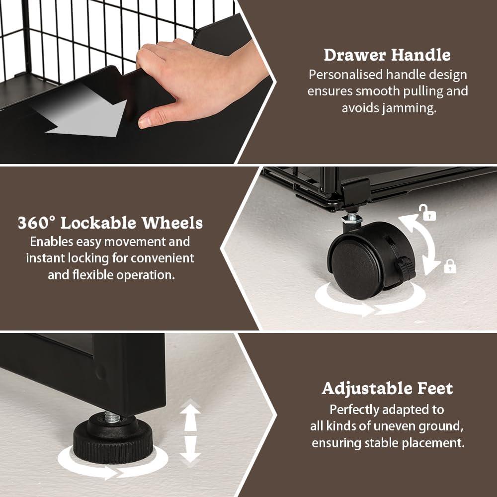 Soporte para Mini Nevera Kokorona con Cajón Negro 55.2 cm