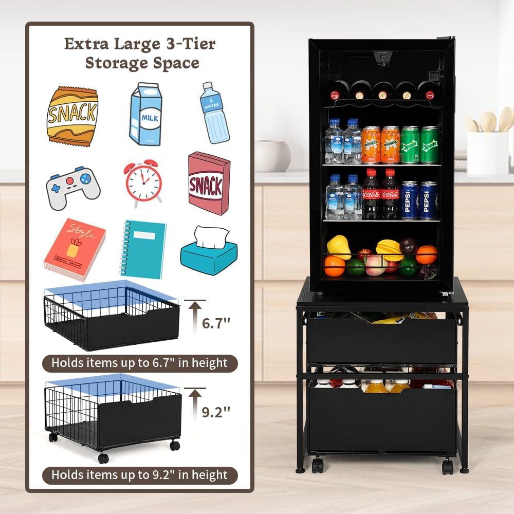 Soporte para Mini Nevera Kokorona con Cajón Negro 55.2 cm