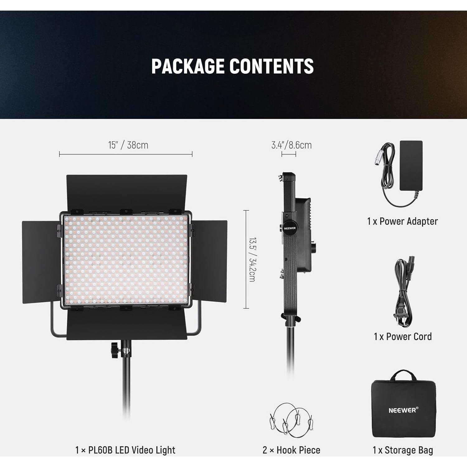 Panel de Luz LED Bi Color NEEWER PL60B 60W 2500K-8500K