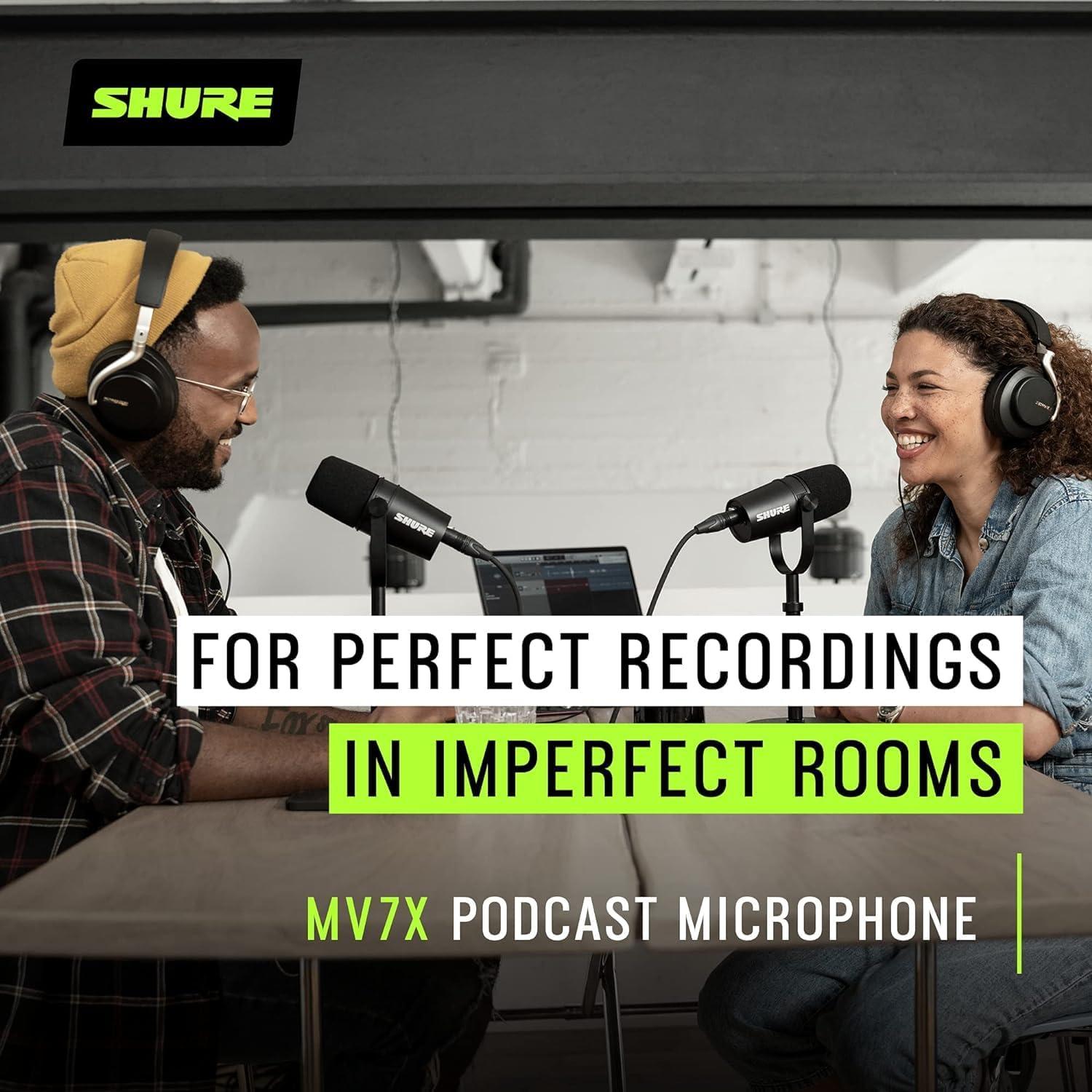 Micrófono Shure MV7X XLR para Podcasting y Grabación Vocal