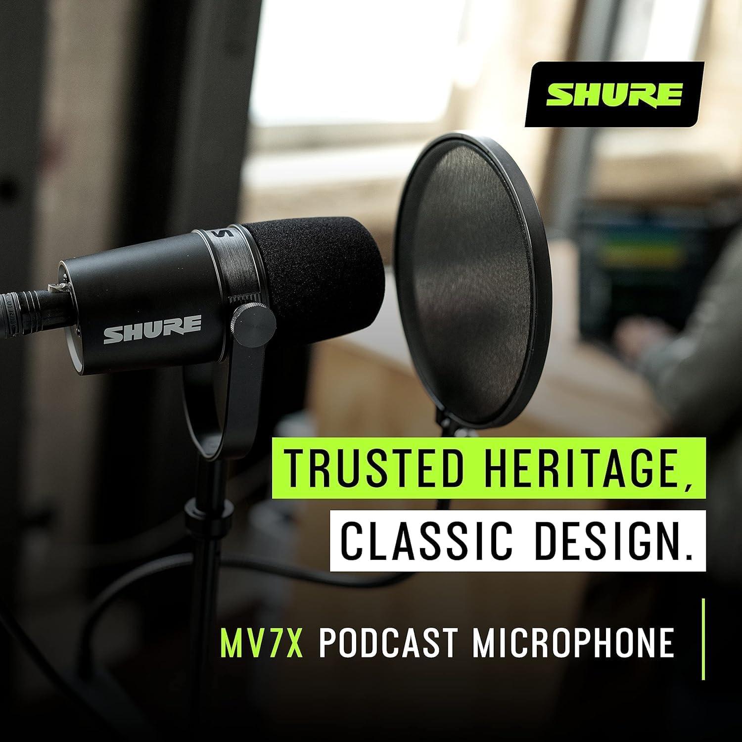 Micrófono Shure MV7X XLR para Podcasting y Grabación Vocal