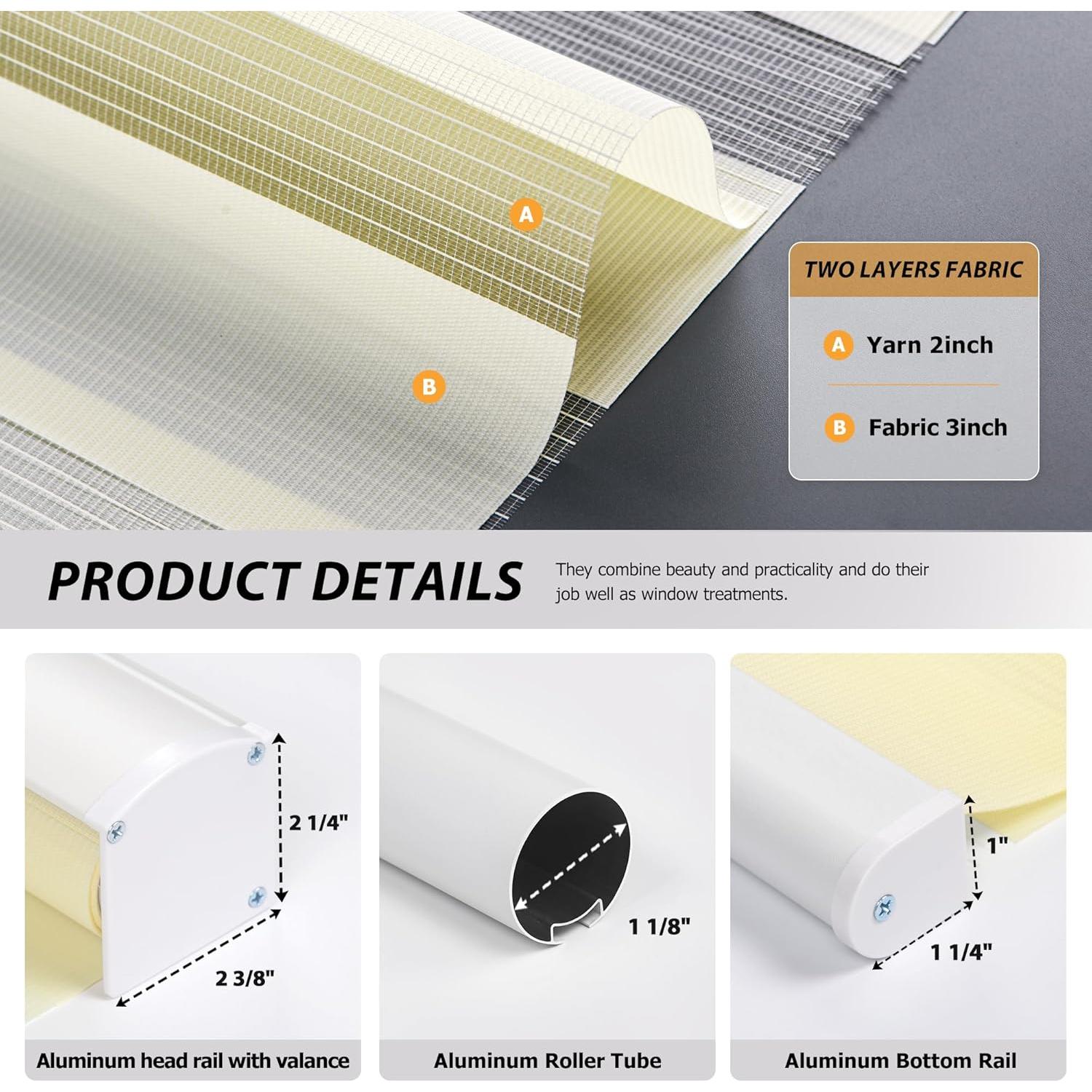 Cortinas Zebra Sin Cuerda LazBlinds 62.2x182.9 cm Beige