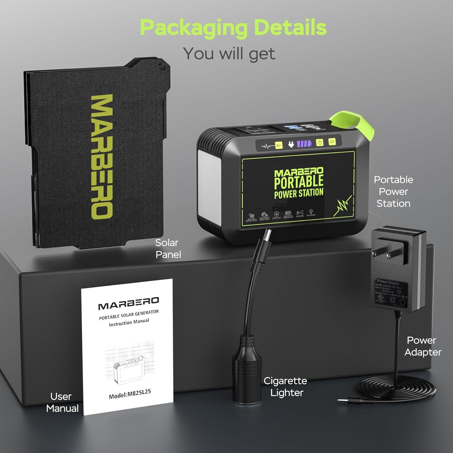 Generador Solar MARBERO M82 80W con Panel de 25W Incluido