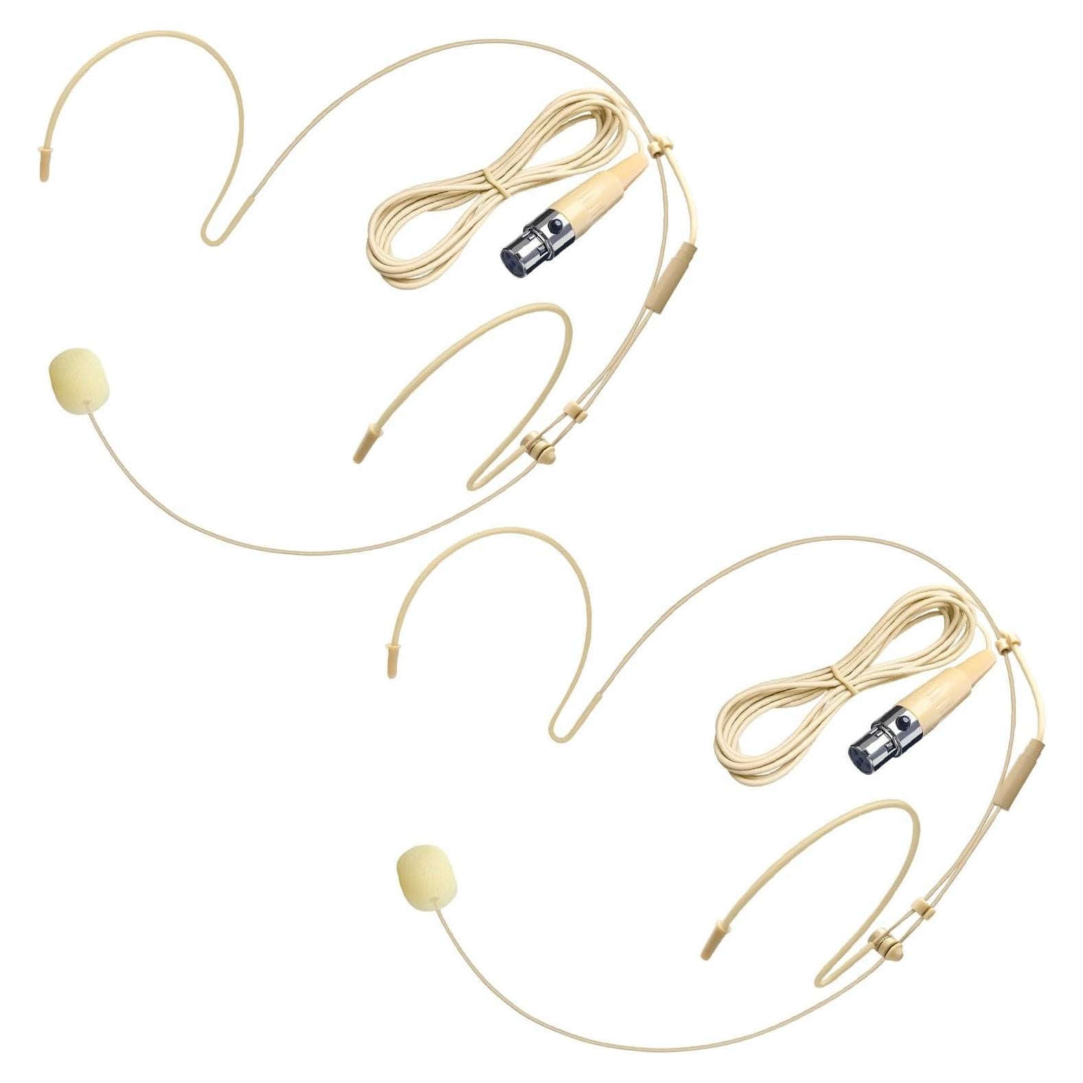 Paquete de 2 Micrófonos de Auricular Doble Beige con Cable 1.5m