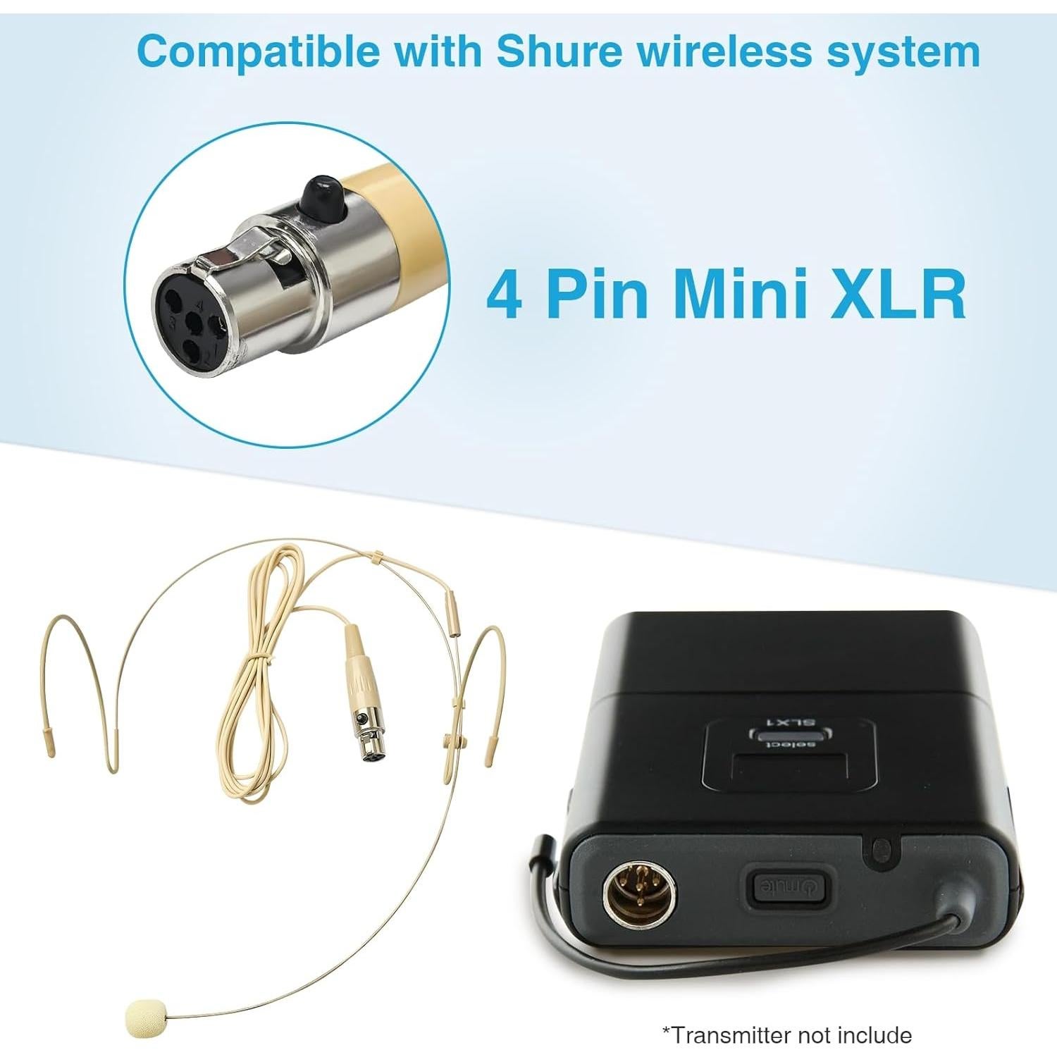 Paquete de 2 Micrófonos de Auricular Doble Beige con Cable 1.5m