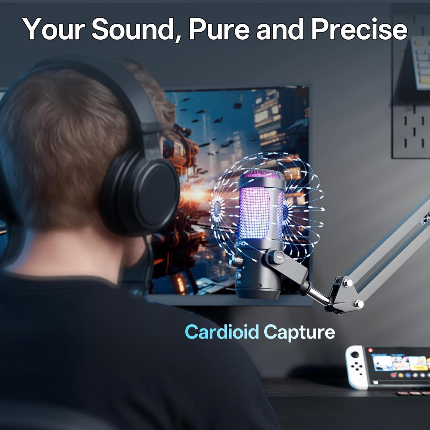 Micrófono USB JARO J100-CB para Podcast con Brazo Soporte