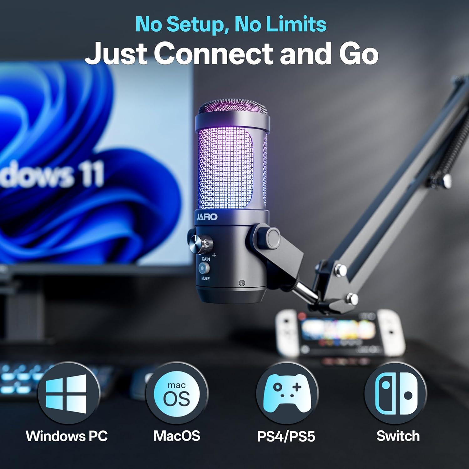 Micrófono USB JARO J100-CB para Podcast con Brazo Soporte