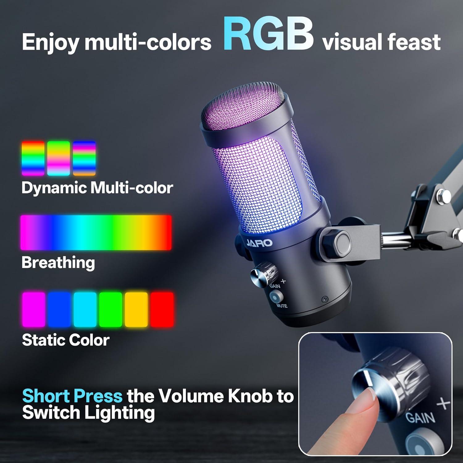 Micrófono USB JARO J100-CB para Podcast con Brazo Soporte