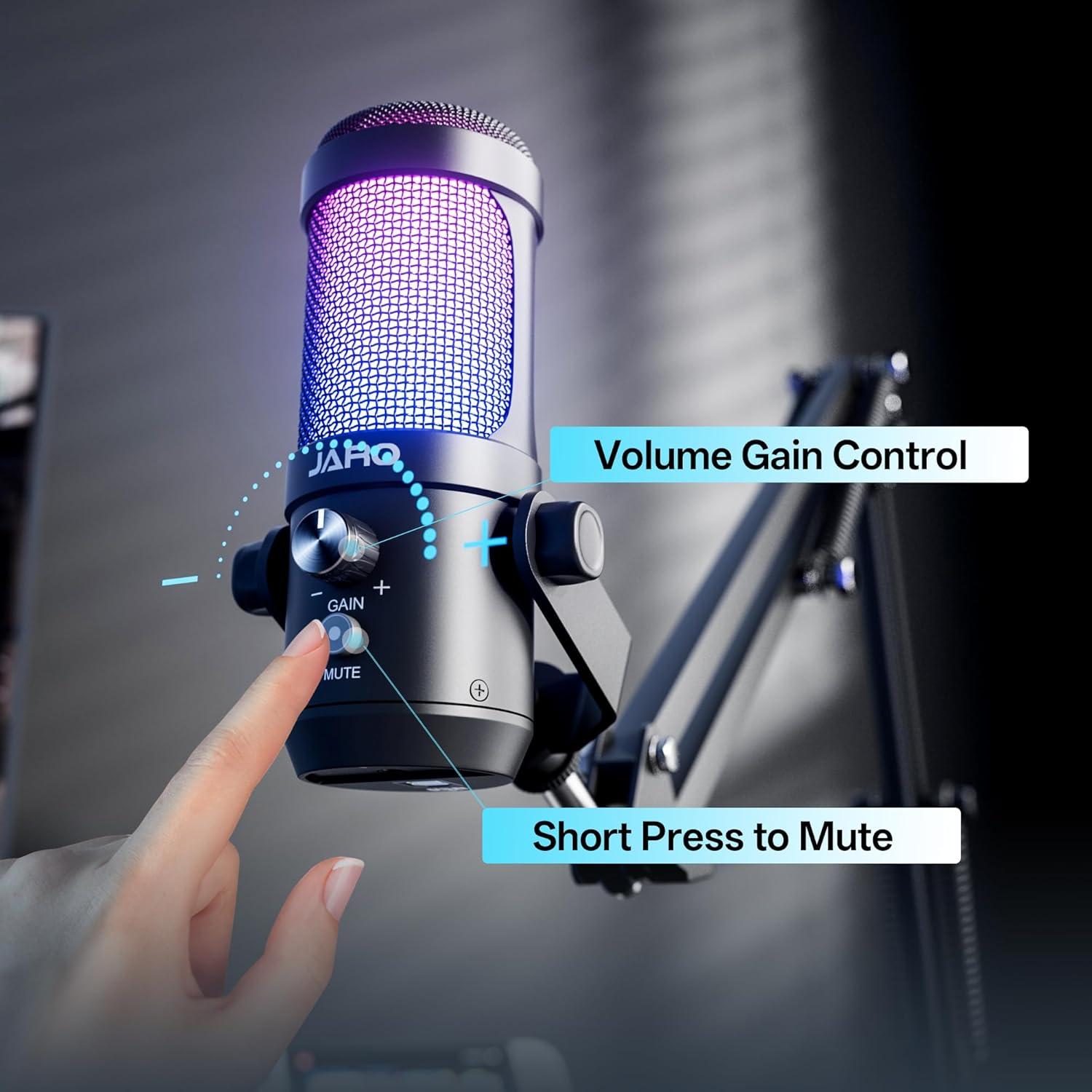 Micrófono USB JARO J100-CB para Podcast con Brazo Soporte