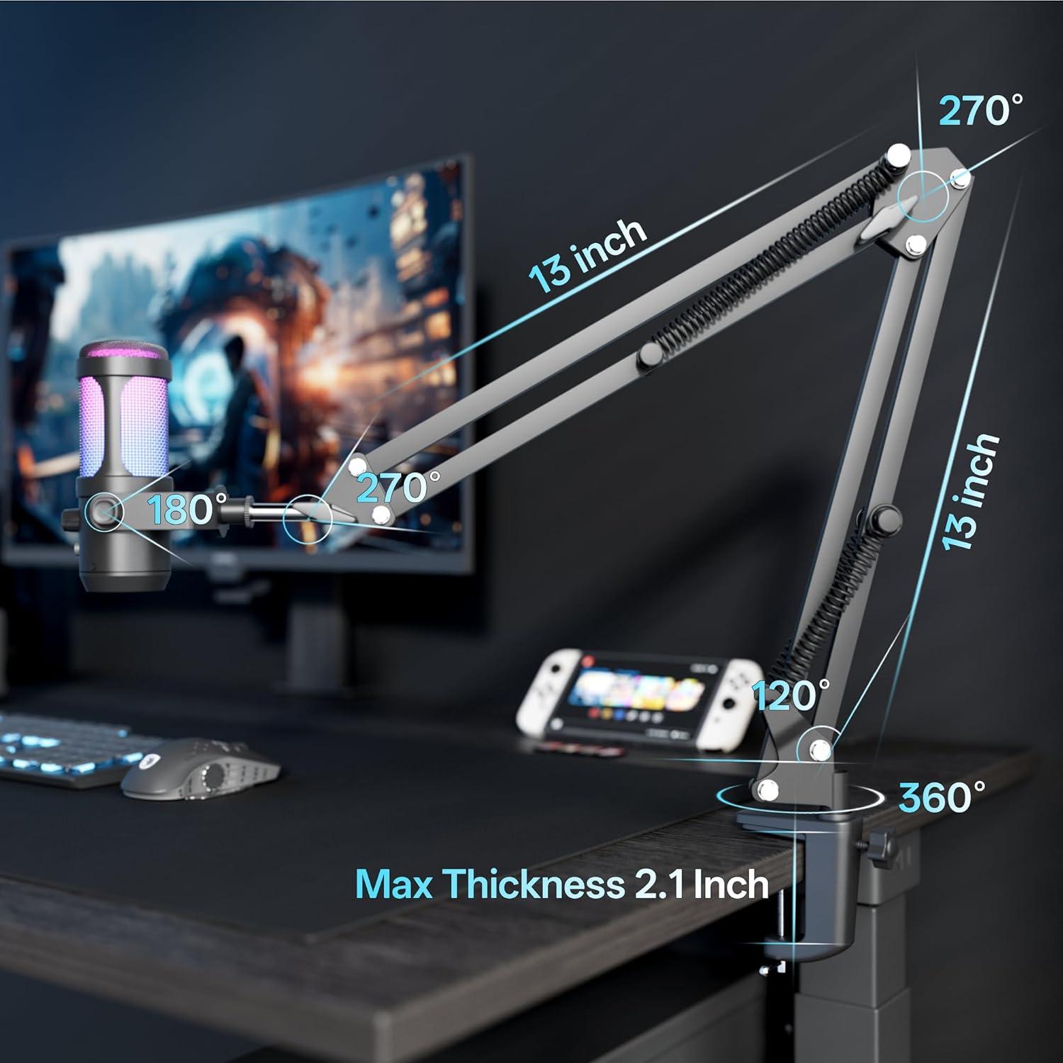 Micrófono USB JARO J100-CB para Podcast con Brazo Soporte