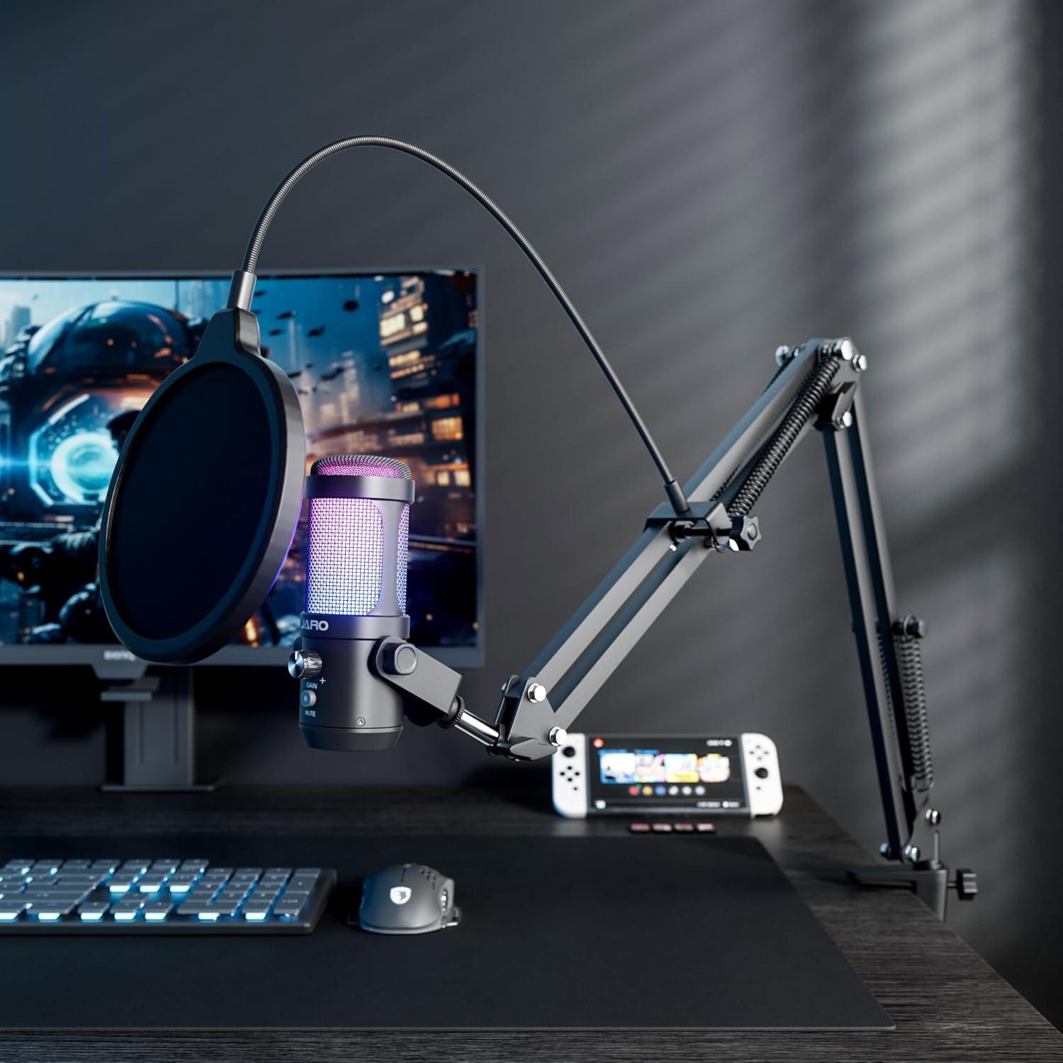Micrófono USB JARO J100-CB para Podcast con Brazo Soporte