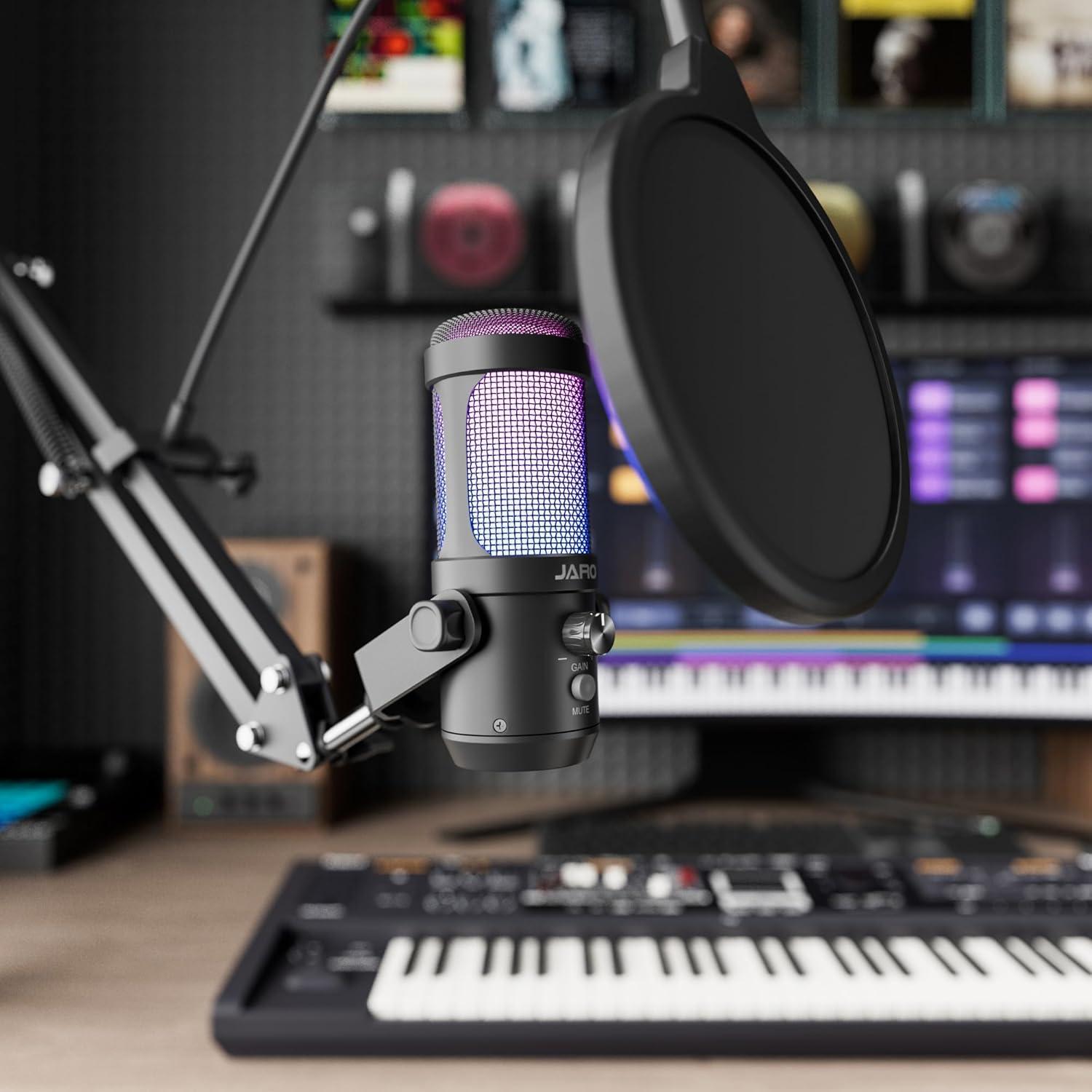 Micrófono USB JARO J100-CB para Podcast con Brazo Soporte