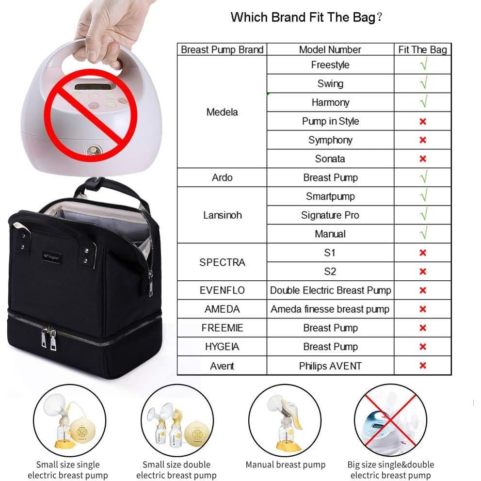 Bolsa Extractora de Leche GOGOSO Negra con Bolsillo Enfriador