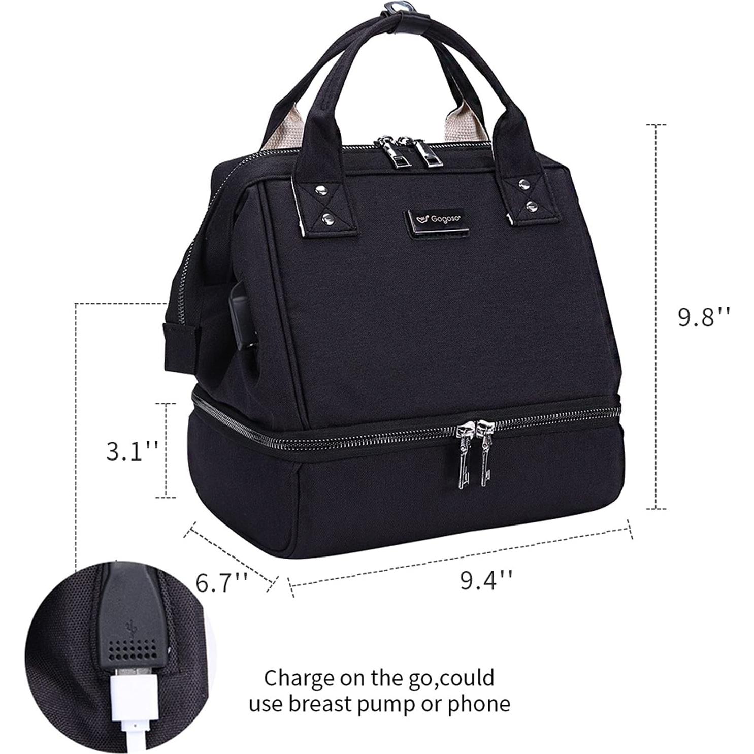 Bolsa Extractora de Leche GOGOSO Negra con Bolsillo Enfriador