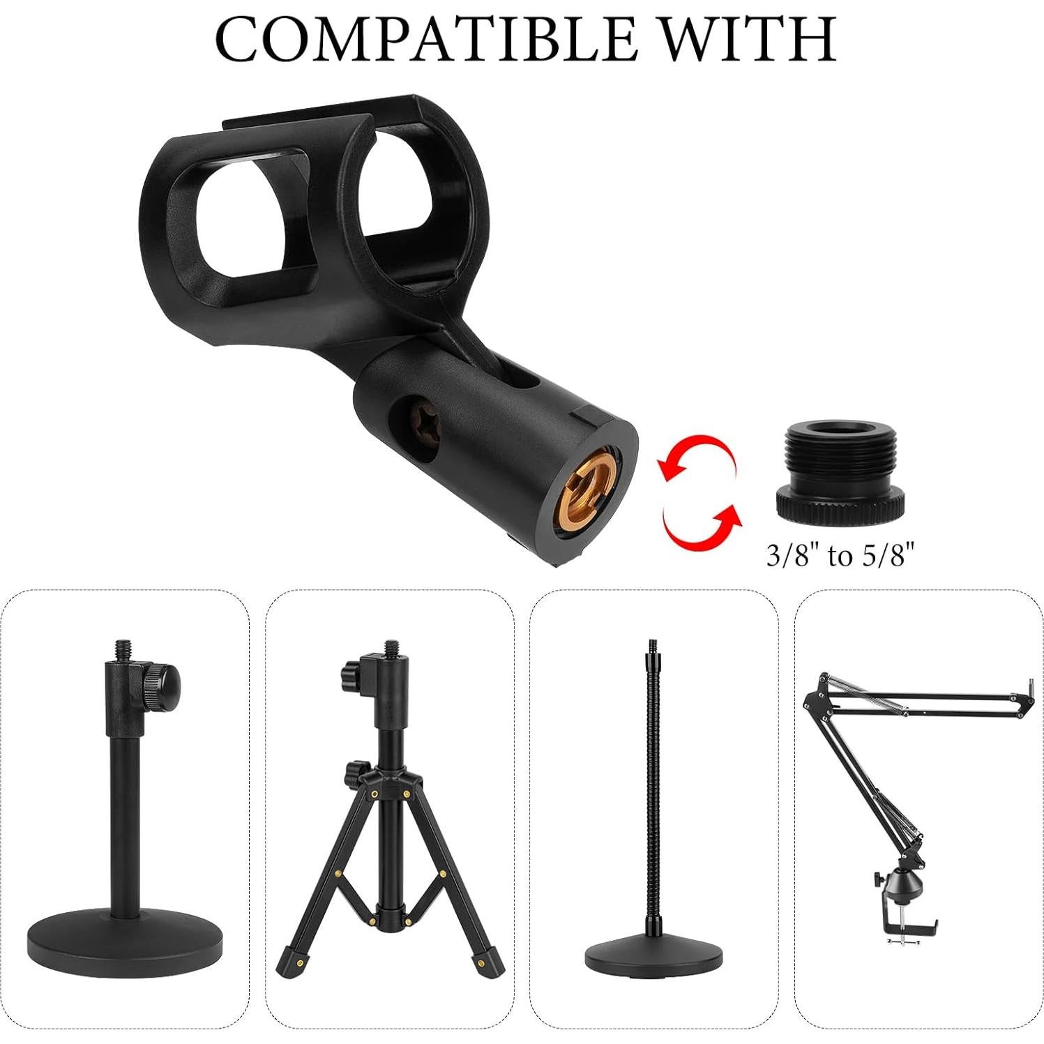 Soporte Universal para Micrófono GEEKRIA - Clip Ajustable Negro (2 Pcs)