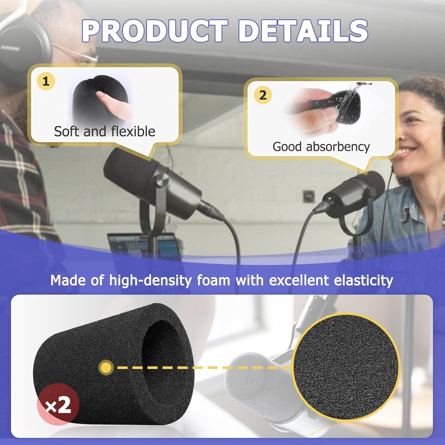 Filtro Pop de Espuma para Micrófono Shure SM7B - 2 Piezas