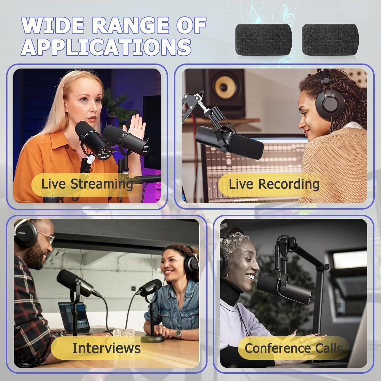 Filtro Pop de Espuma para Micrófono Shure SM7B - 2 Piezas