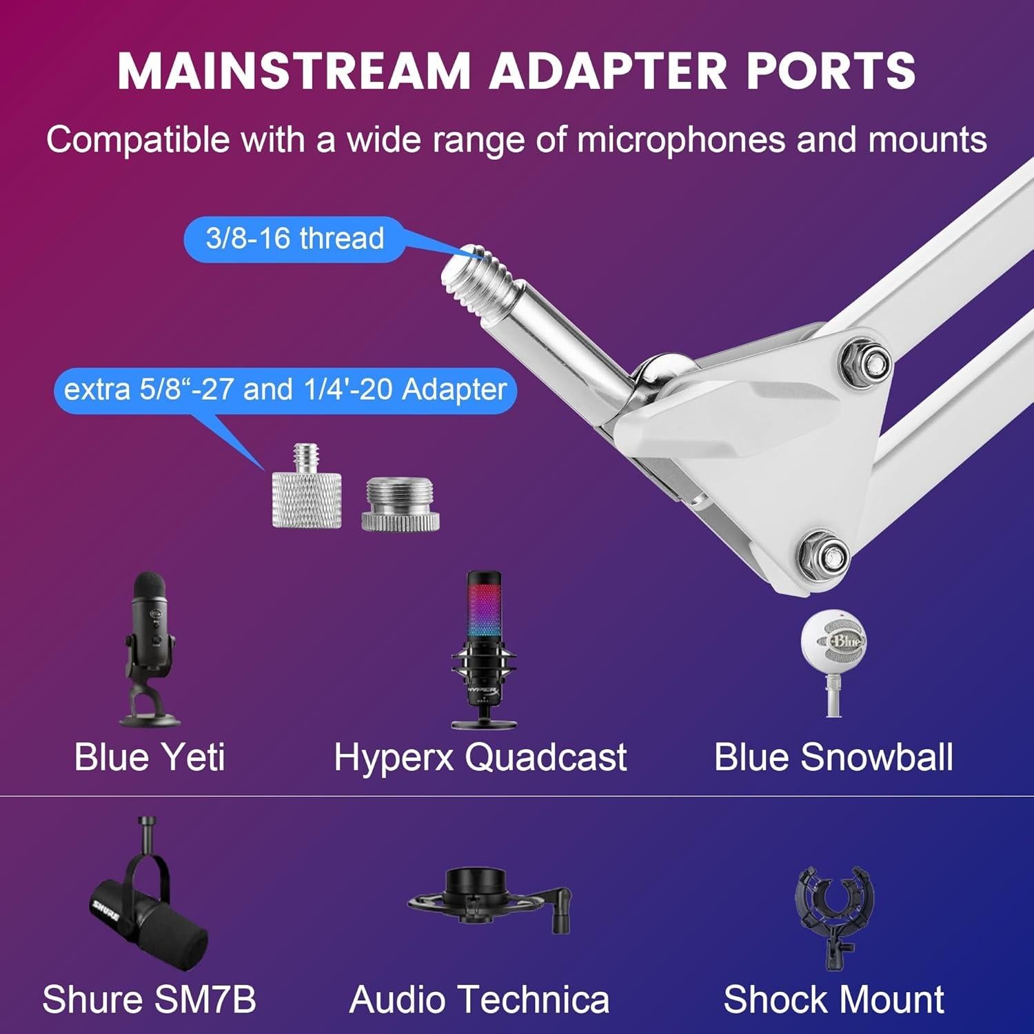Soporte de Pared para Micrófono Blanco WMW81-ACT-001 Ajustable