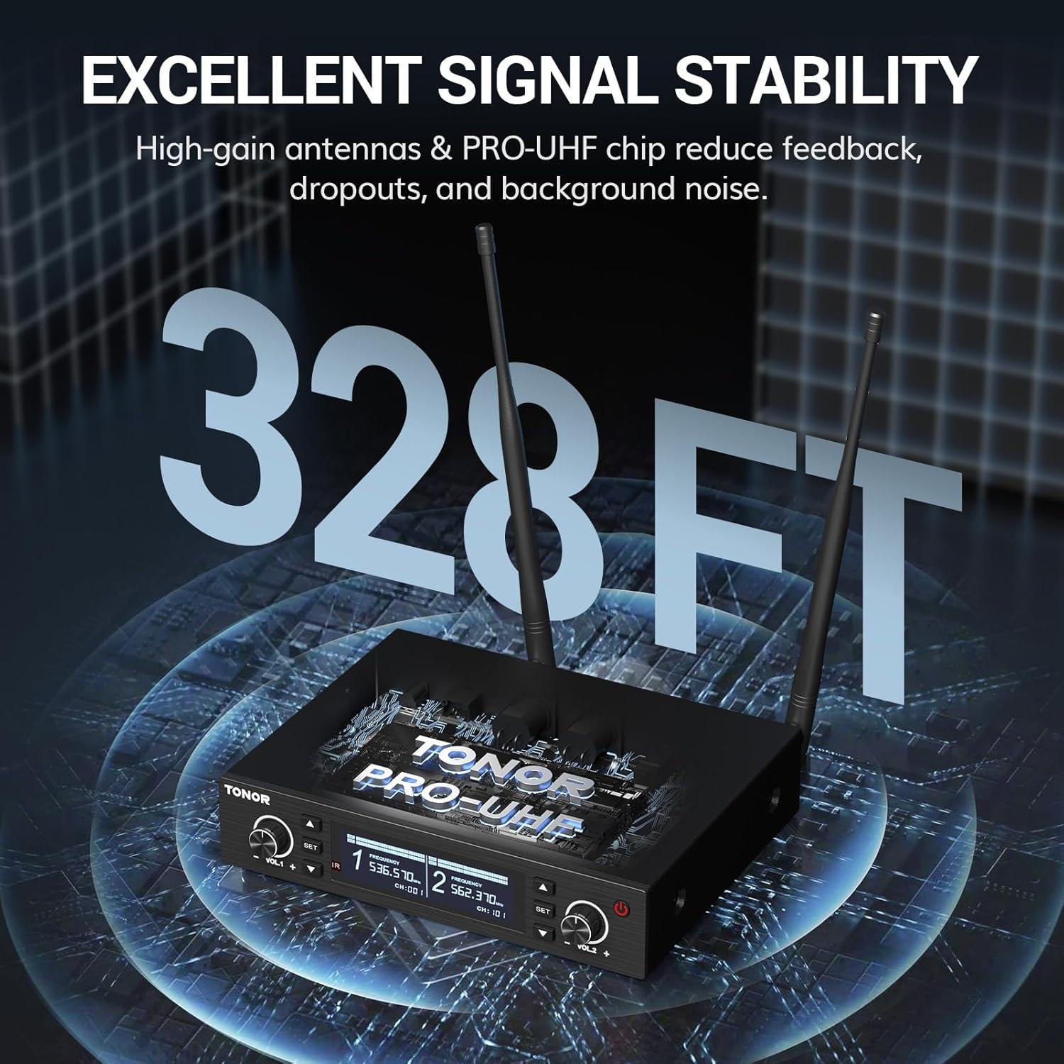 Sistema de Micrófono Inalámbrico TONOR TW750, 2 Micrófonos Recargables
